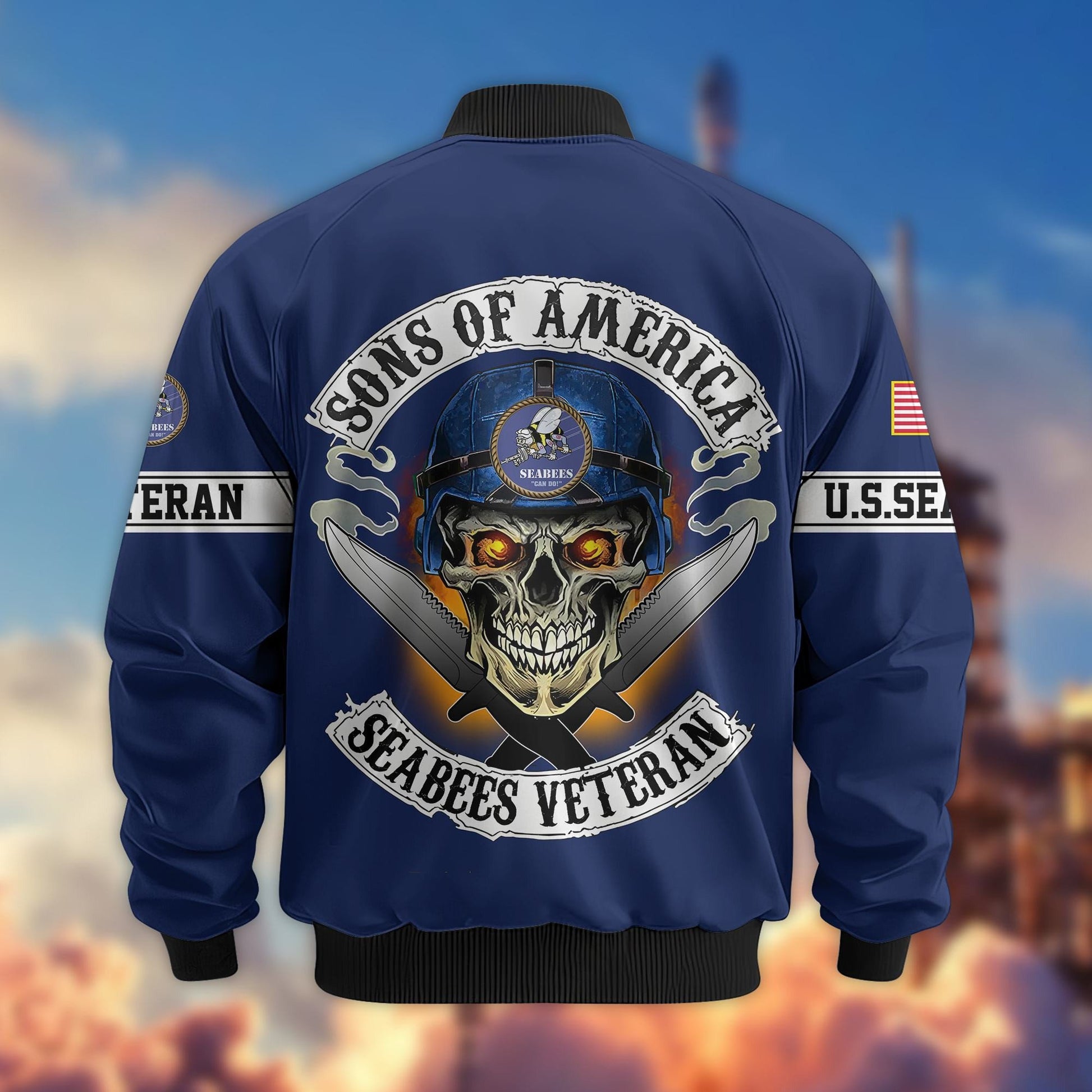 Premium Sons Of America US Veterans Bomber Jacket BPHN060111, Gifts For US Veterans, Gifts For Dad, Gifts On Father's Day, Veterans Day.