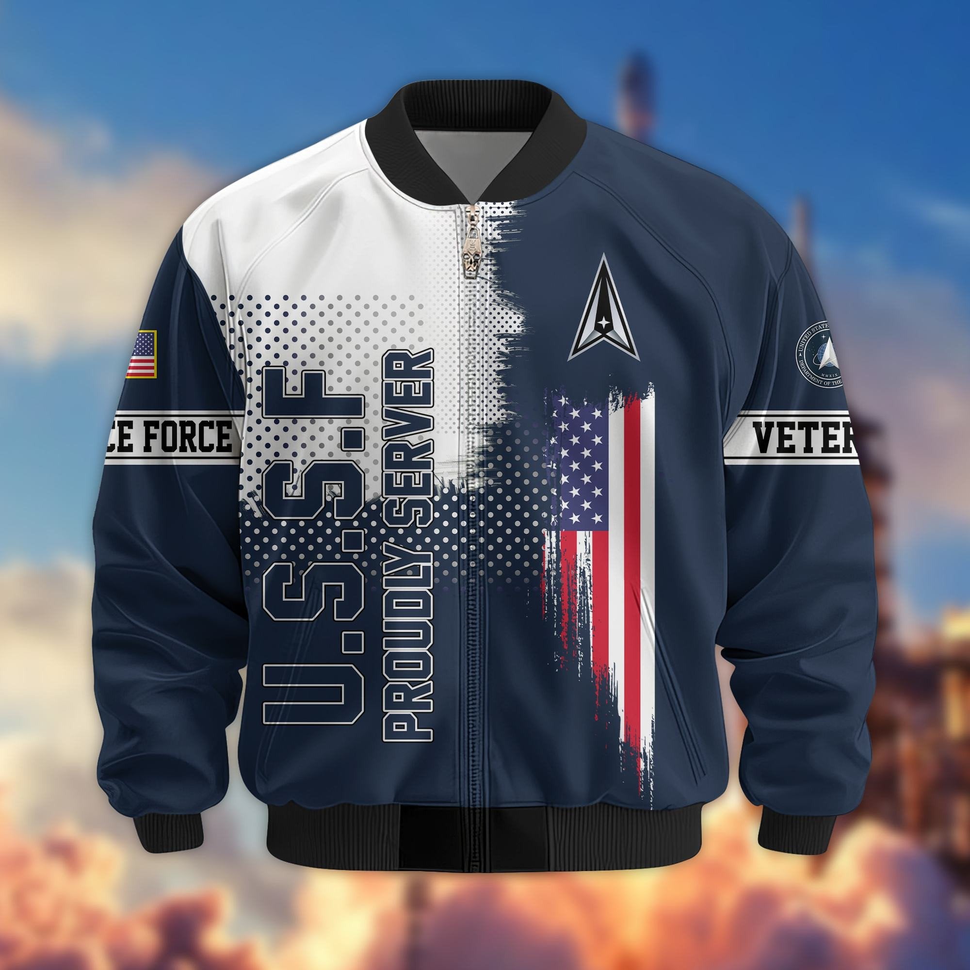 Premium Sons Of America US Veterans Bomber Jacket BPHN060111, Gifts For US Veterans, Gifts For Dad, Gifts On Father's Day, Veterans Day.