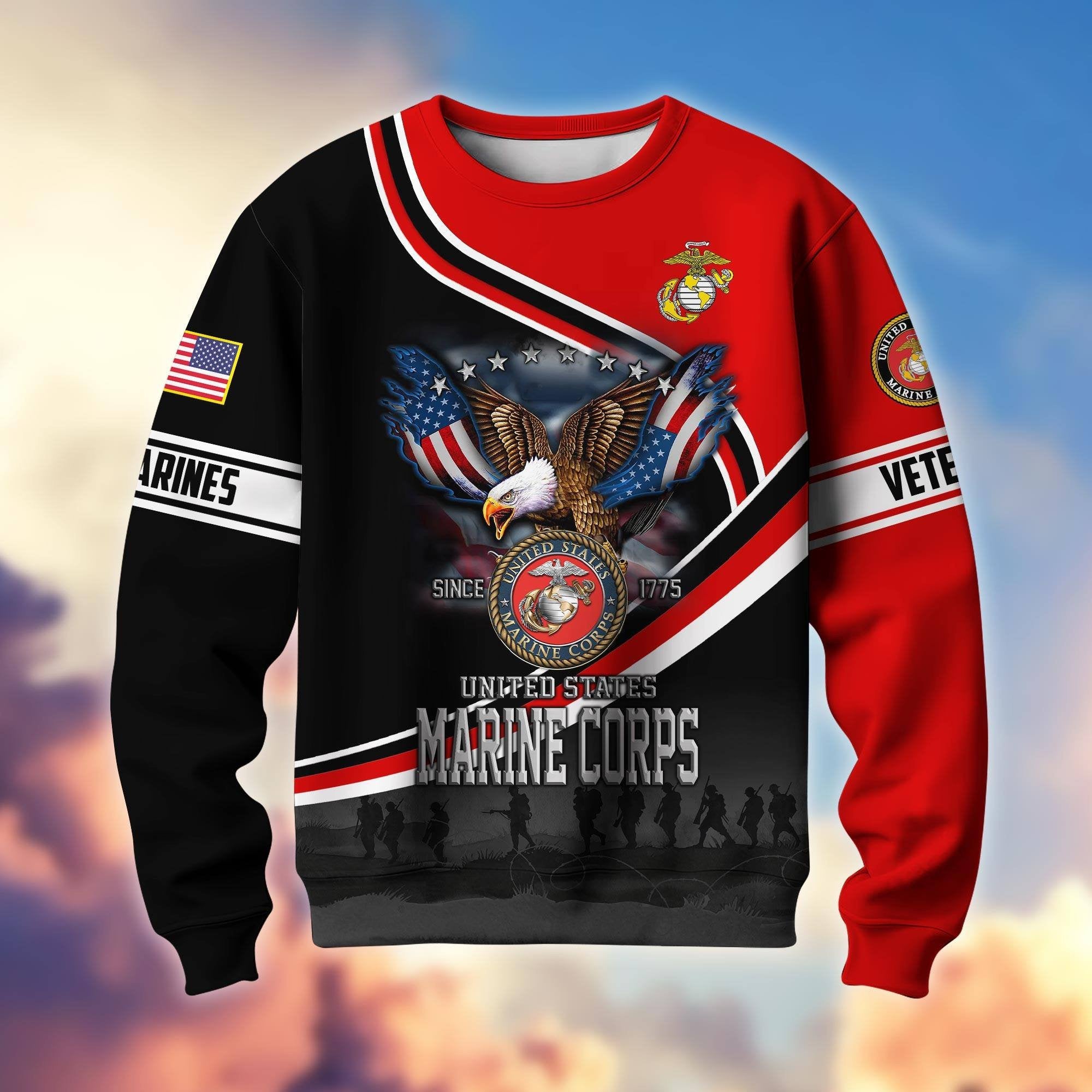 Premium US Veterans Sweatshirt APHN251112, Gifts For US Veterans, Gifts On Father's Day, Armed Force Day, Independence Day, Veterans Day.