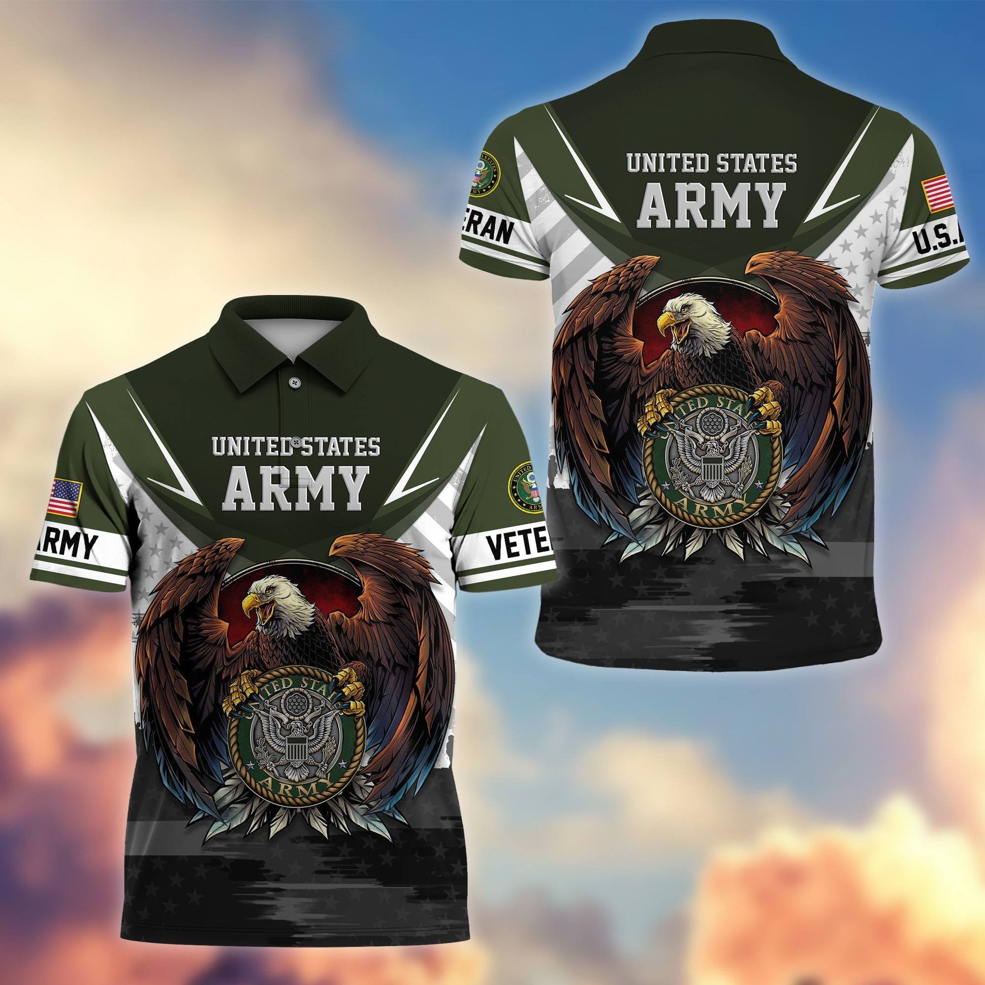 Premium US Veterans Polo Shirt BPHN230111, Gifts For US Veterans, Gifts On Father's Day, Armed Force Day, Independence Day, Veterans Day.