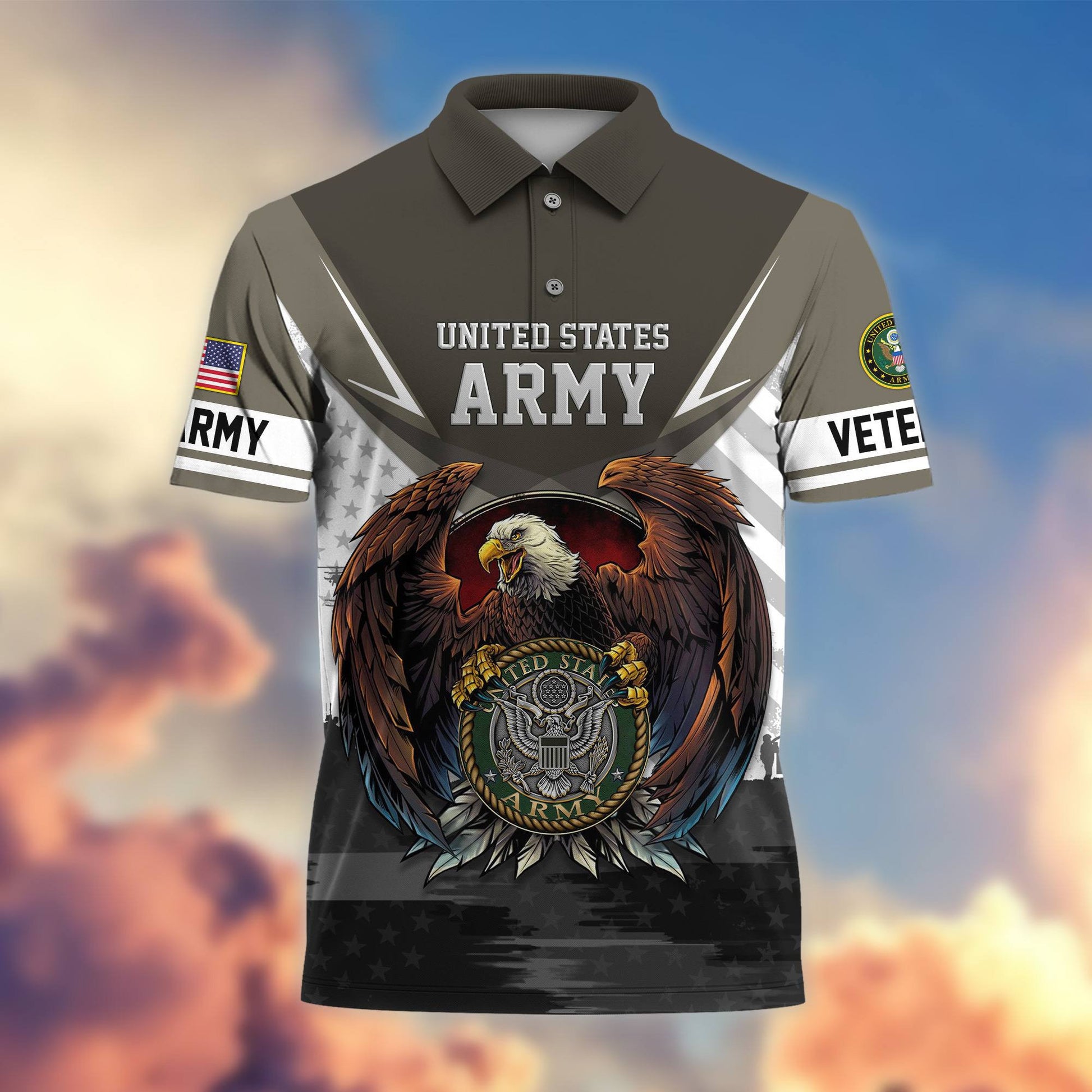 Premium US Veterans Polo Shirt BPHN230111, Gifts For US Veterans, Gifts On Father's Day, Armed Force Day, Independence Day, Veterans Day.