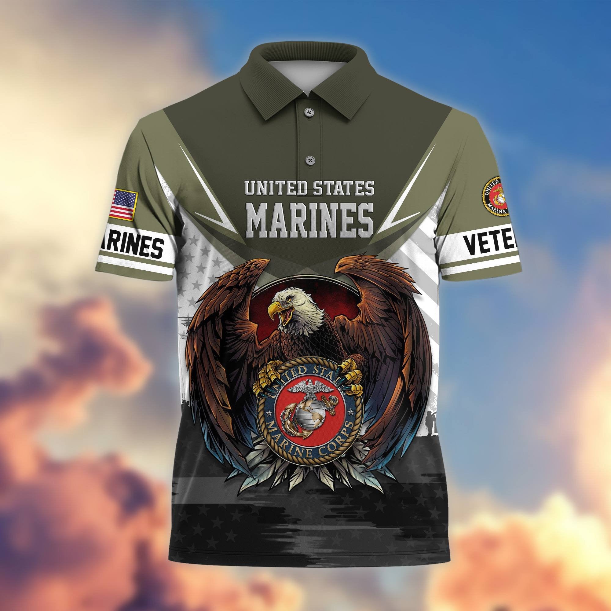 Premium US Veterans Polo Shirt BPHN230111, Gifts For US Veterans, Gifts On Father's Day, Armed Force Day, Independence Day, Veterans Day.