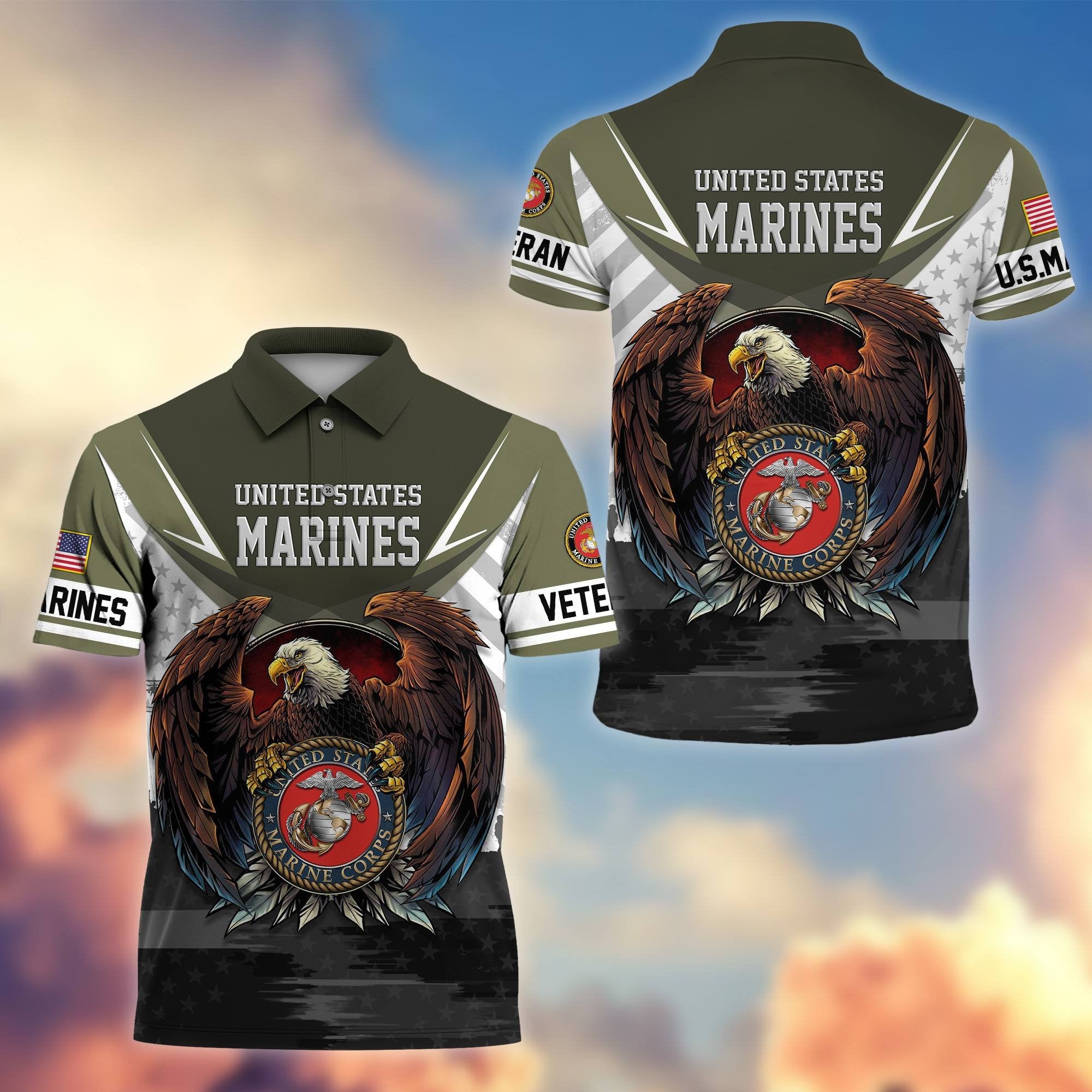 Premium US Veterans Polo Shirt BPHN230111, Gifts For US Veterans, Gifts On Father's Day, Armed Force Day, Independence Day, Veterans Day.