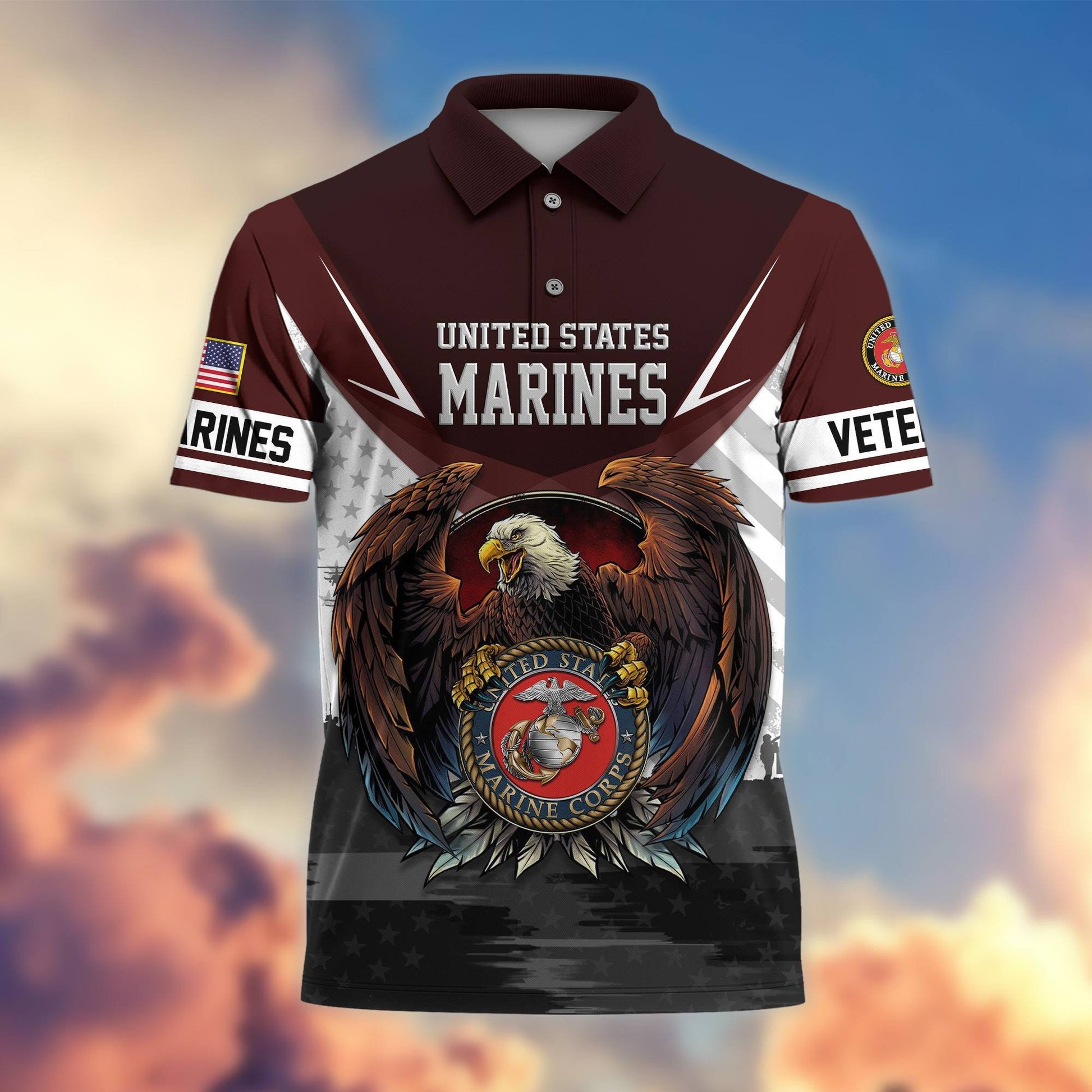 Premium US Veterans Polo Shirt BPHN230111, Gifts For US Veterans, Gifts On Father's Day, Armed Force Day, Independence Day, Veterans Day.