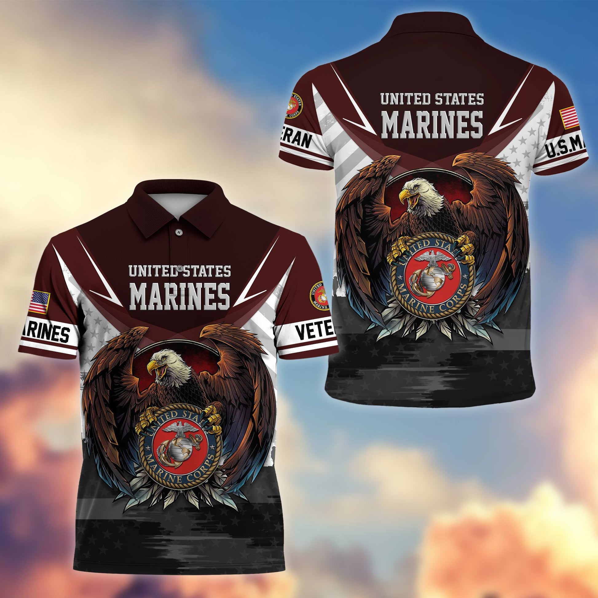 Premium US Veterans Polo Shirt BPHN230111, Gifts For US Veterans, Gifts On Father's Day, Armed Force Day, Independence Day, Veterans Day.