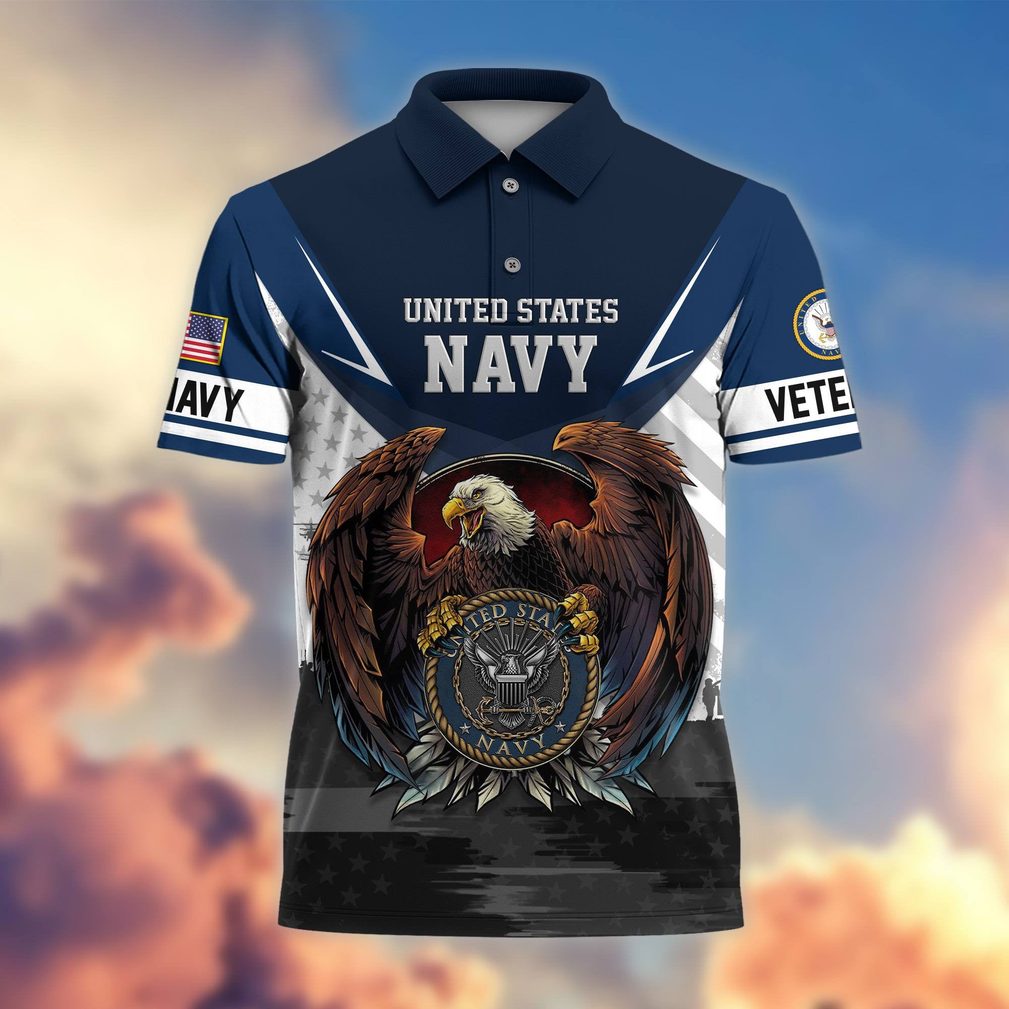 Premium US Veterans Polo Shirt BPHN230111, Gifts For US Veterans, Gifts On Father's Day, Armed Force Day, Independence Day, Veterans Day.