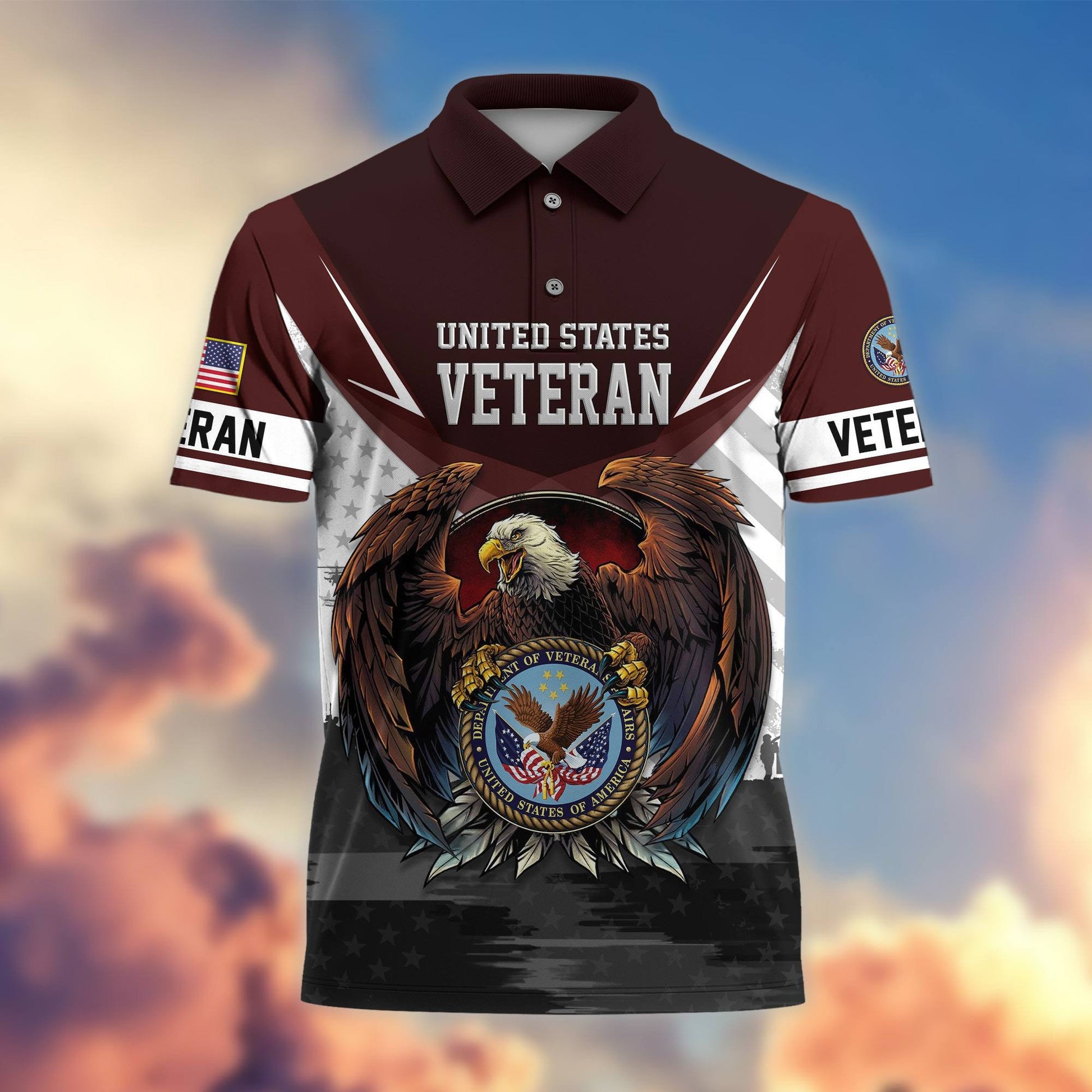 Premium US Veterans Polo Shirt BPHN230111, Gifts For US Veterans, Gifts On Father's Day, Armed Force Day, Independence Day, Veterans Day.