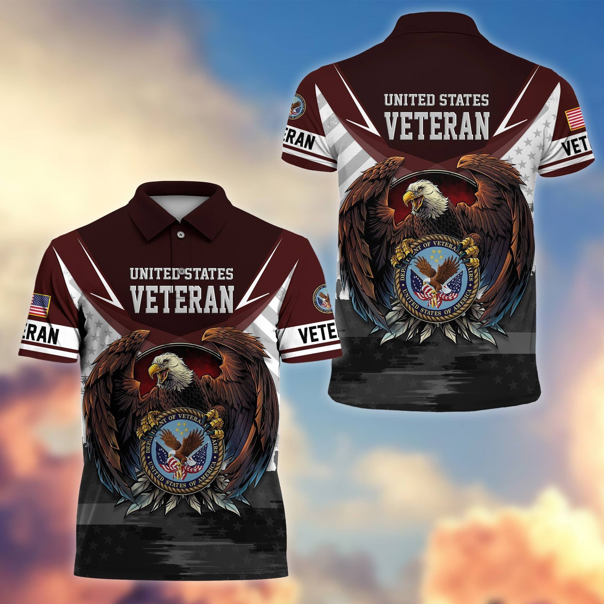 Premium US Veterans Polo Shirt BPHN230111, Gifts For US Veterans, Gifts On Father's Day, Armed Force Day, Independence Day, Veterans Day.