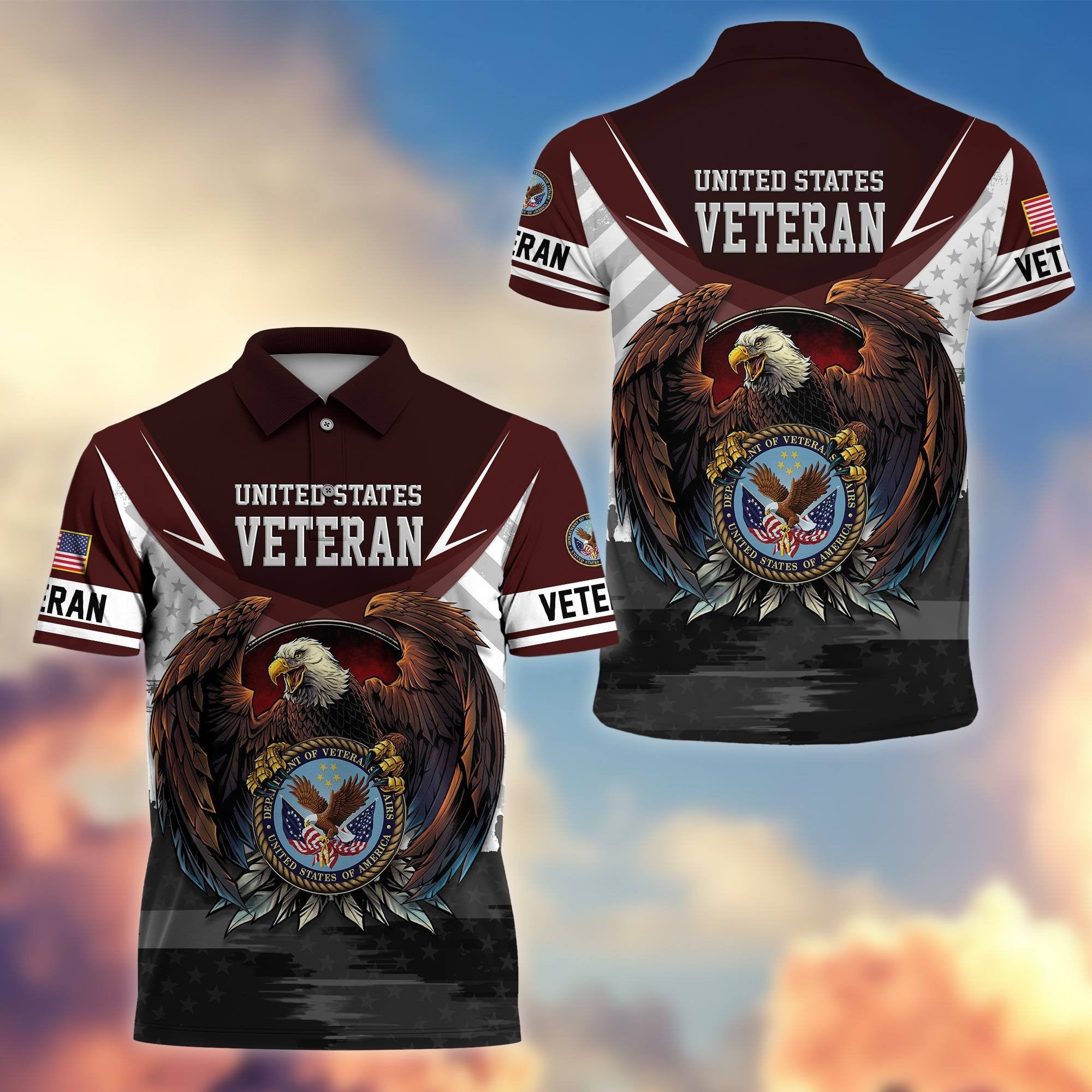 Premium US Veterans Polo Shirt BPHN230111, Gifts For US Veterans, Gifts On Father's Day, Armed Force Day, Independence Day, Veterans Day.