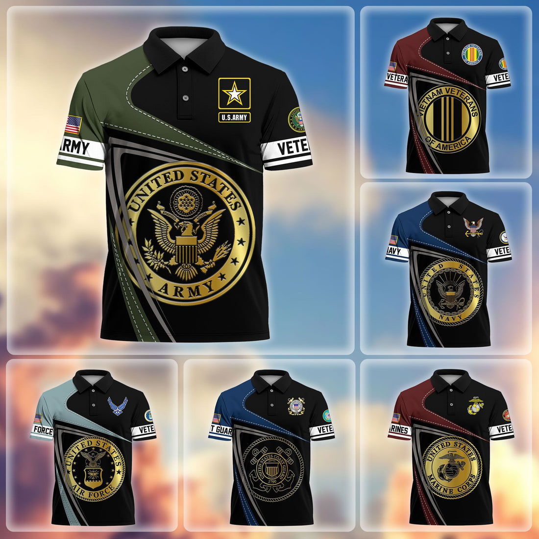 Premium US Veterans Polo Shirt BPHN230113, Gifts For US Veterans, Gifts On Father's Day, Independence Day, Veterans Day.