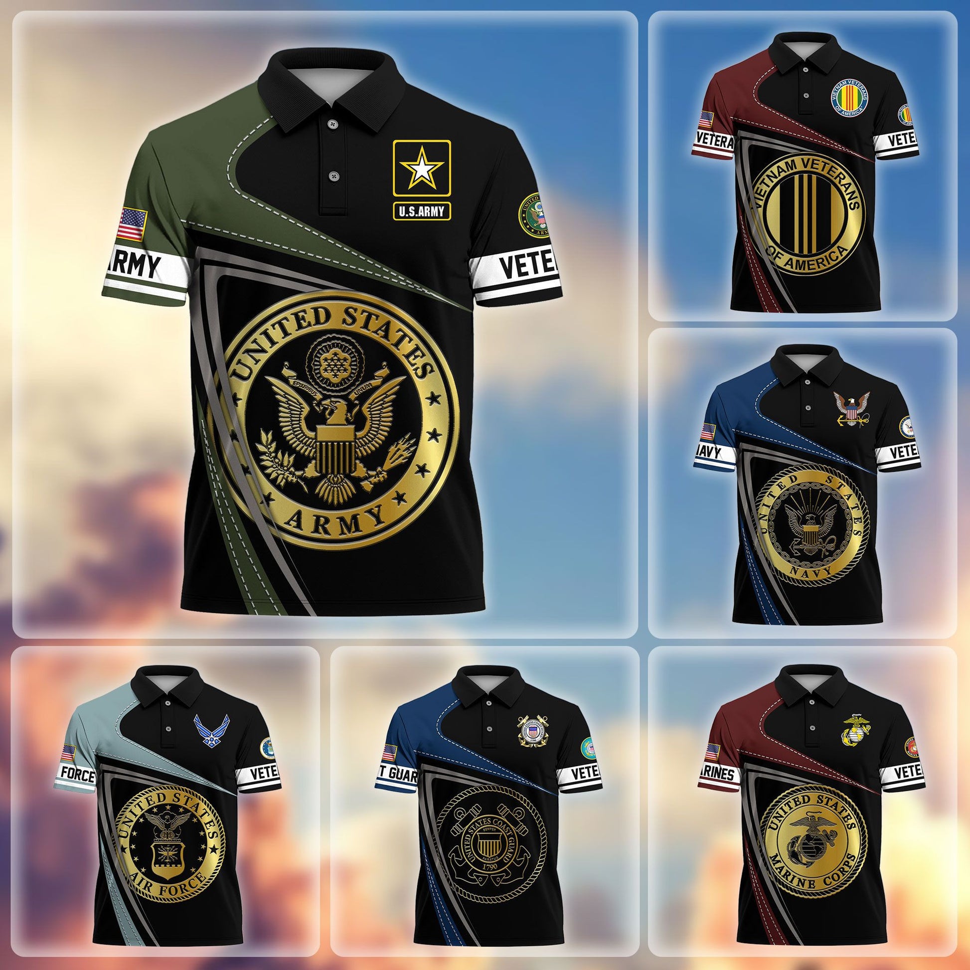 Premium US Veterans Polo Shirt BPHN230113, Gifts For US Veterans, Gifts On Father's Day, Independence Day, Veterans Day.