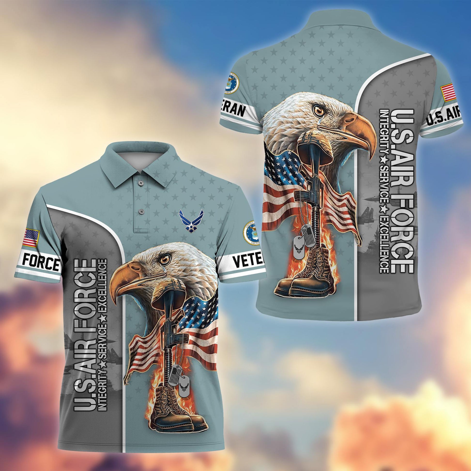 Premium US Veterans Polo Shirt BPHN030212, Gifts For US Veterans, Gifts On Father's Day, Independence Day, Veterans Day.