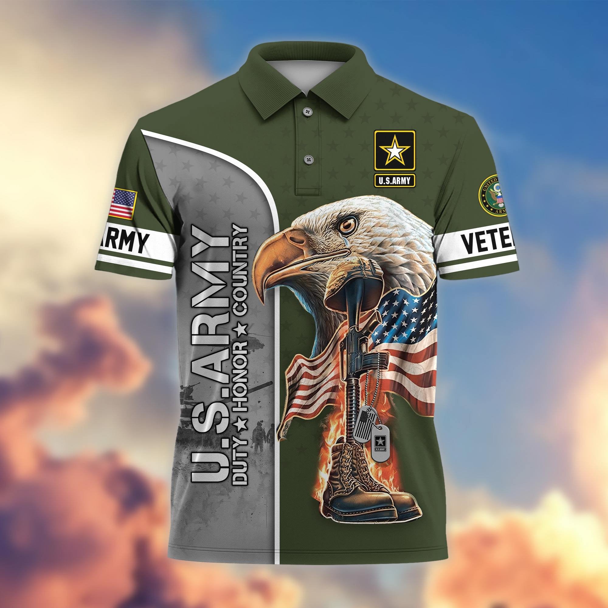 Premium US Veterans Polo Shirt BPHN030212, Gifts For US Veterans, Gifts On Father's Day, Independence Day, Veterans Day.