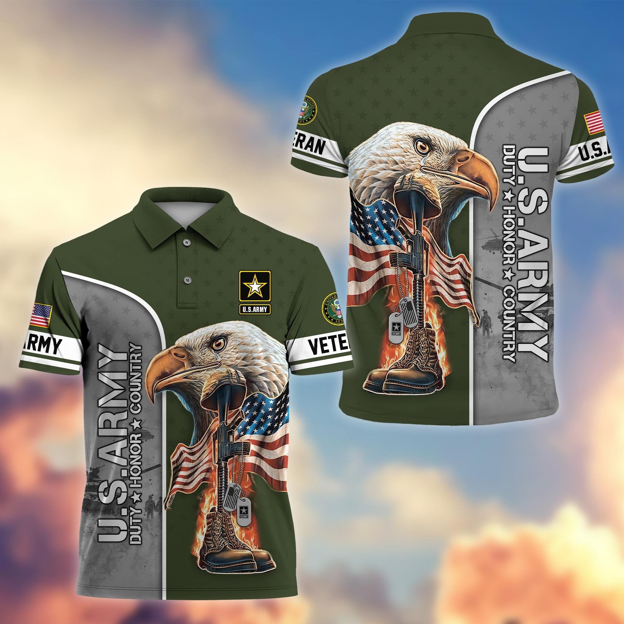 Premium US Veterans Polo Shirt BPHN030212, Gifts For US Veterans, Gifts On Father's Day, Independence Day, Veterans Day.
