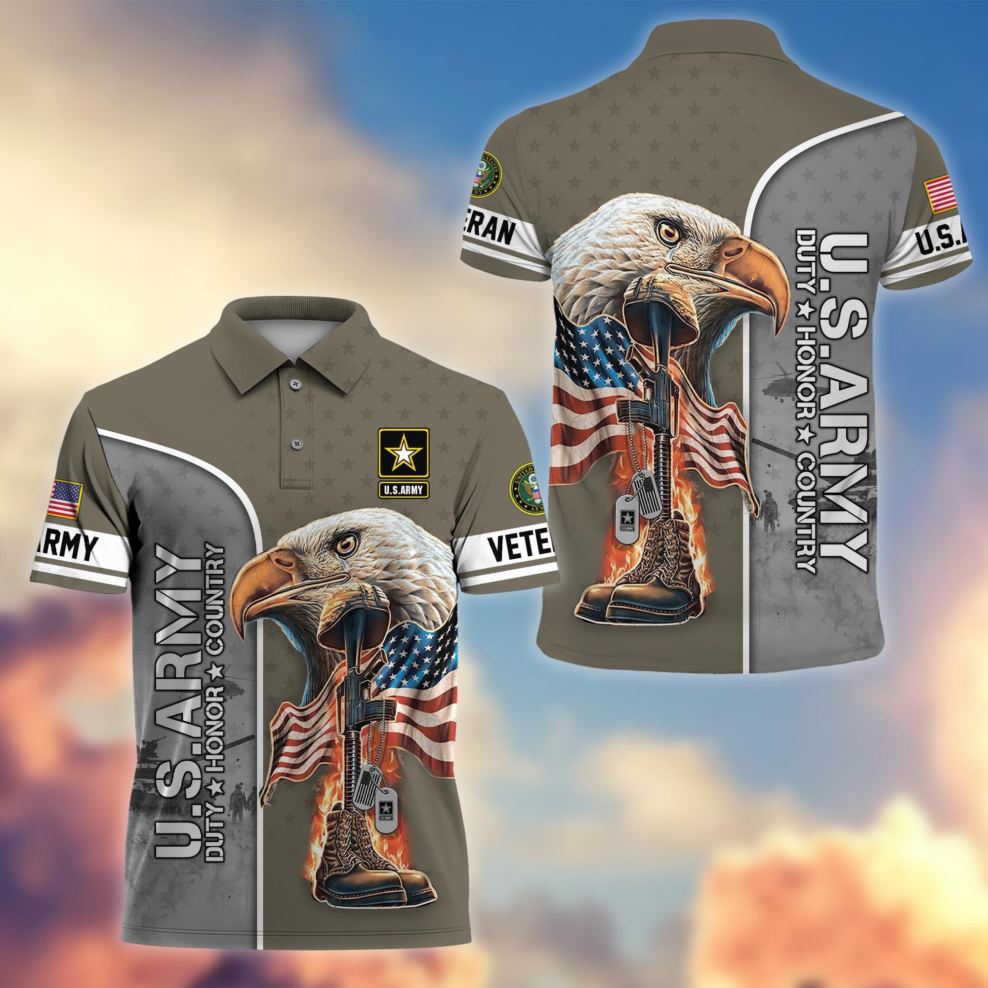Premium US Veterans Polo Shirt BPHN030212, Gifts For US Veterans, Gifts On Father's Day, Independence Day, Veterans Day.