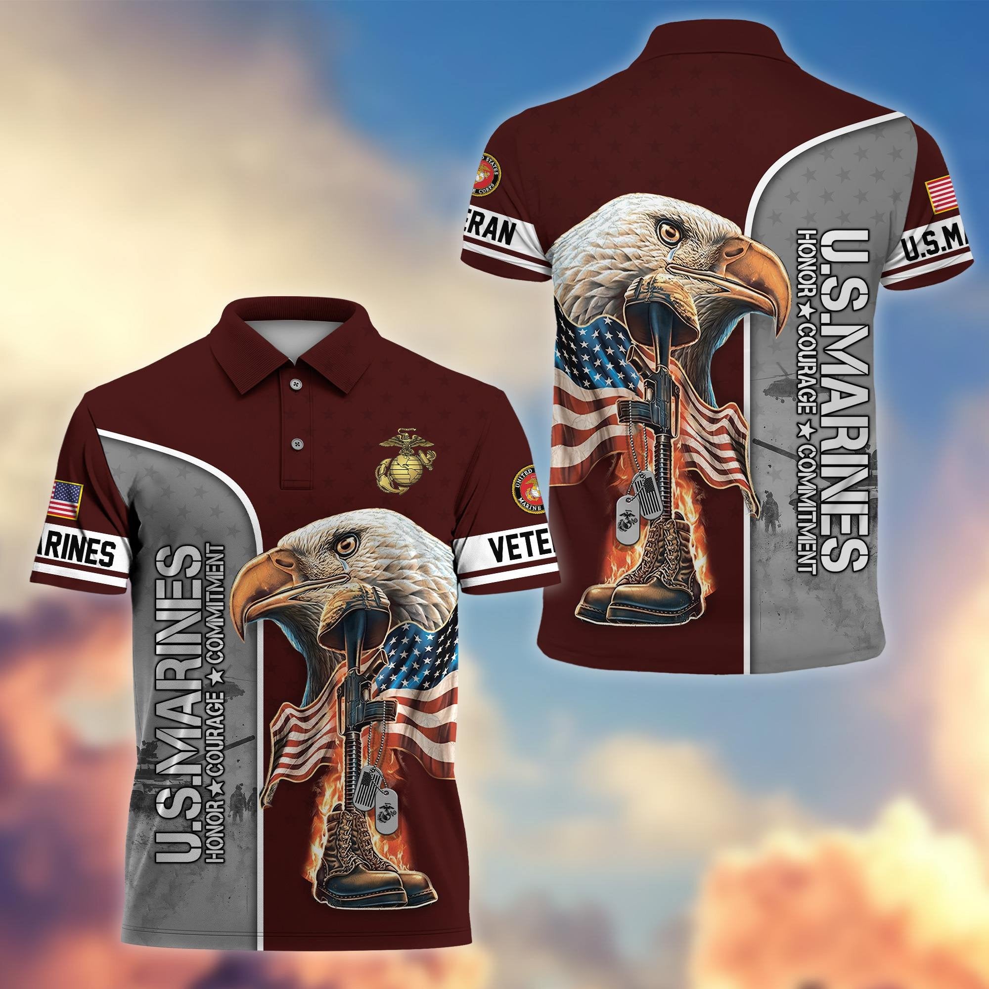 Premium US Veterans Polo Shirt BPHN030212, Gifts For US Veterans, Gifts On Father's Day, Independence Day, Veterans Day.