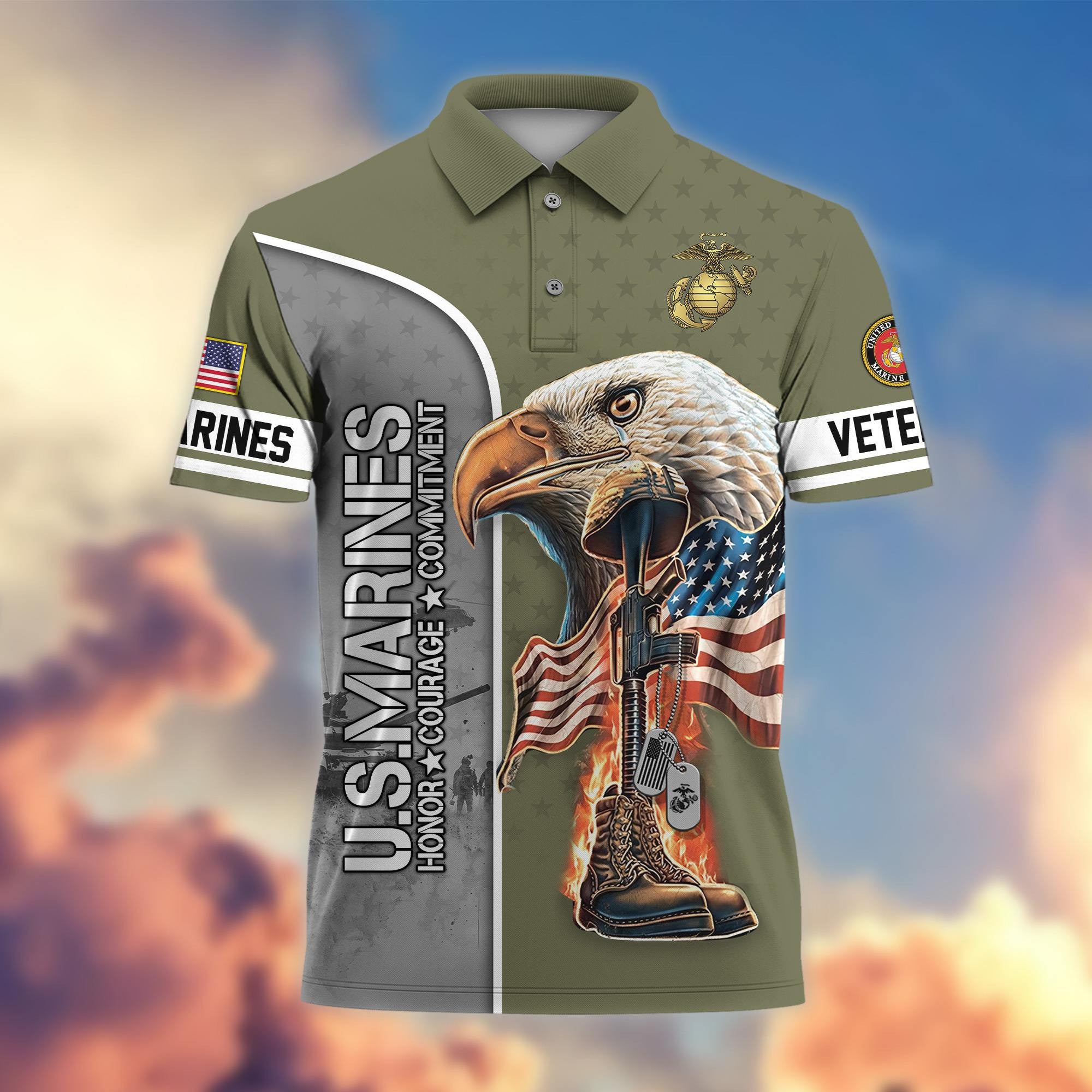 Premium US Veterans Polo Shirt BPHN030212, Gifts For US Veterans, Gifts On Father's Day, Independence Day, Veterans Day.
