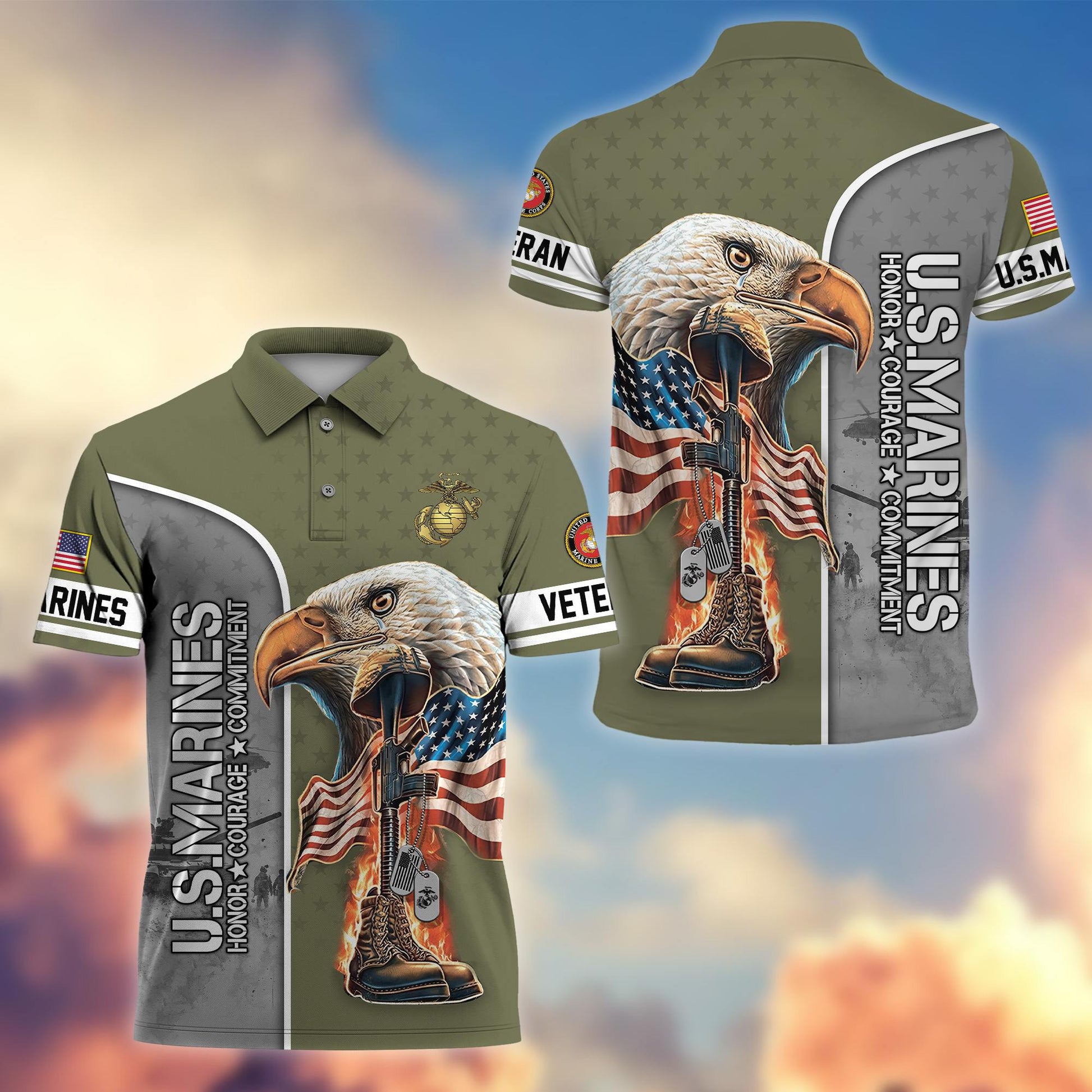Premium US Veterans Polo Shirt BPHN030212, Gifts For US Veterans, Gifts On Father's Day, Independence Day, Veterans Day.