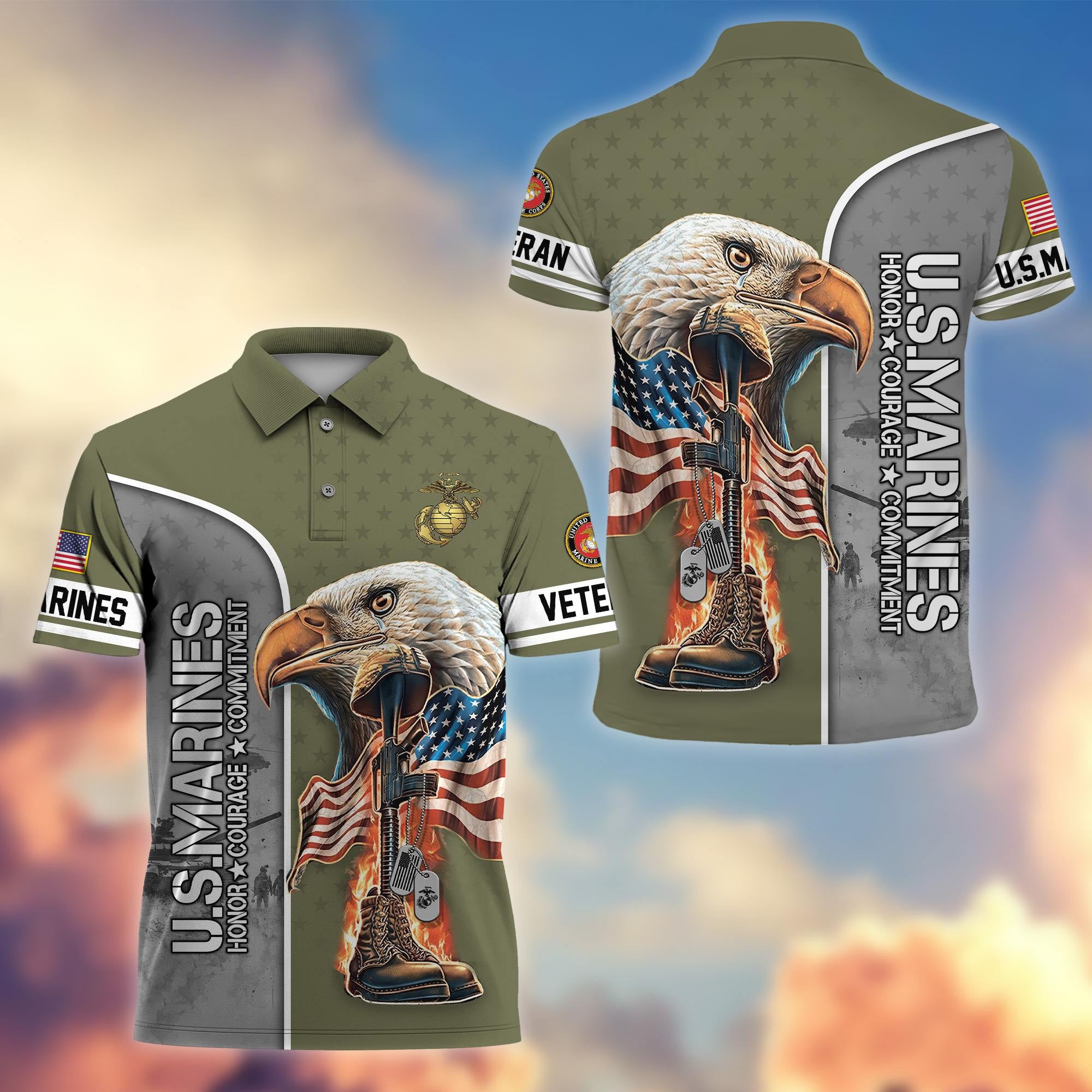 Premium US Veterans Polo Shirt BPHN030212, Gifts For US Veterans, Gifts On Father's Day, Independence Day, Veterans Day.