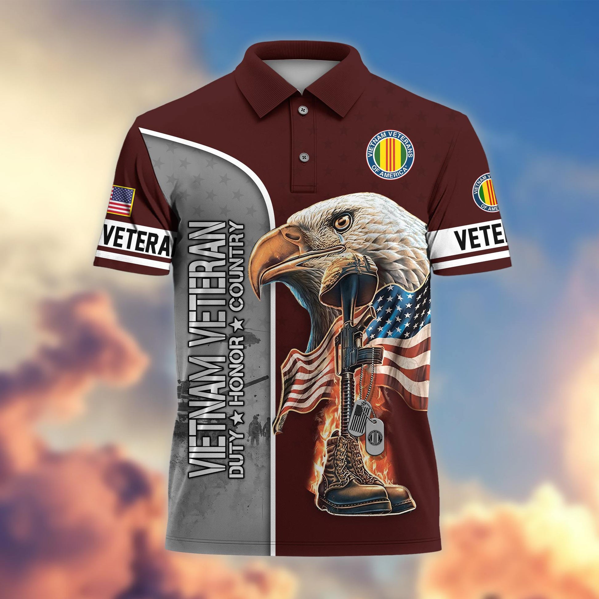 Premium US Veterans Polo Shirt BPHN030212, Gifts For US Veterans, Gifts On Father's Day, Independence Day, Veterans Day.