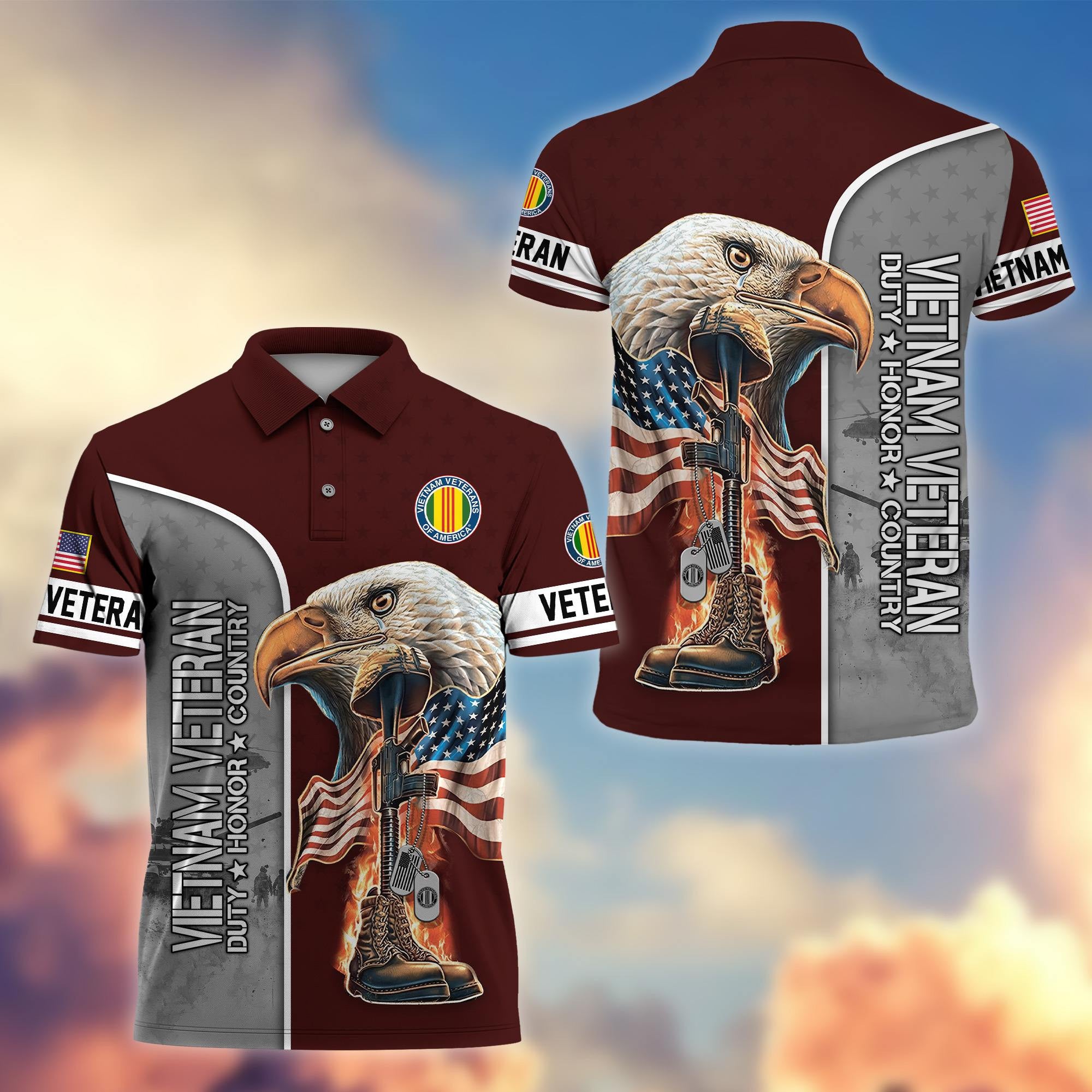 Premium US Veterans Polo Shirt BPHN030212, Gifts For US Veterans, Gifts On Father's Day, Independence Day, Veterans Day.