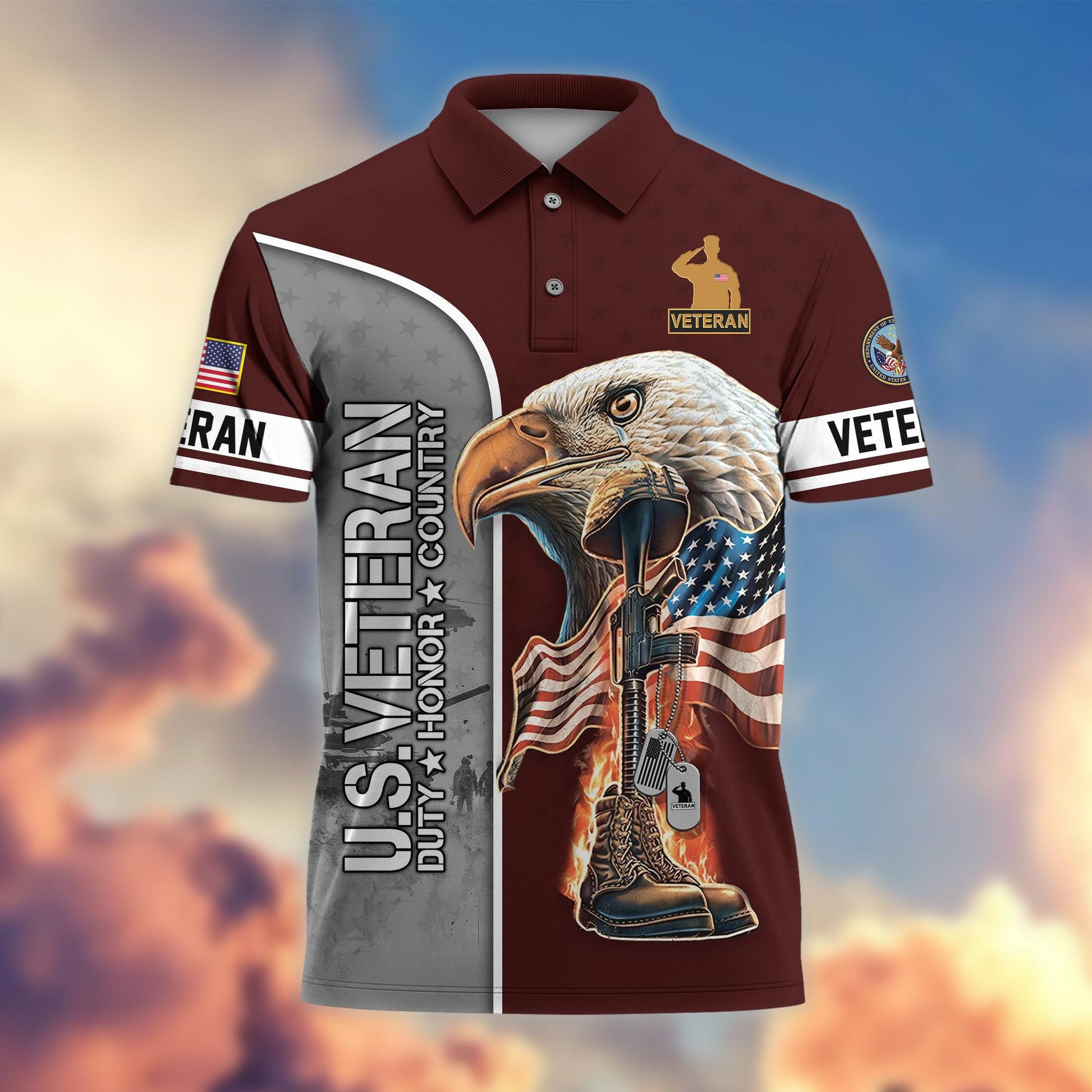 Premium US Veterans Polo Shirt BPHN030212, Gifts For US Veterans, Gifts On Father's Day, Independence Day, Veterans Day.