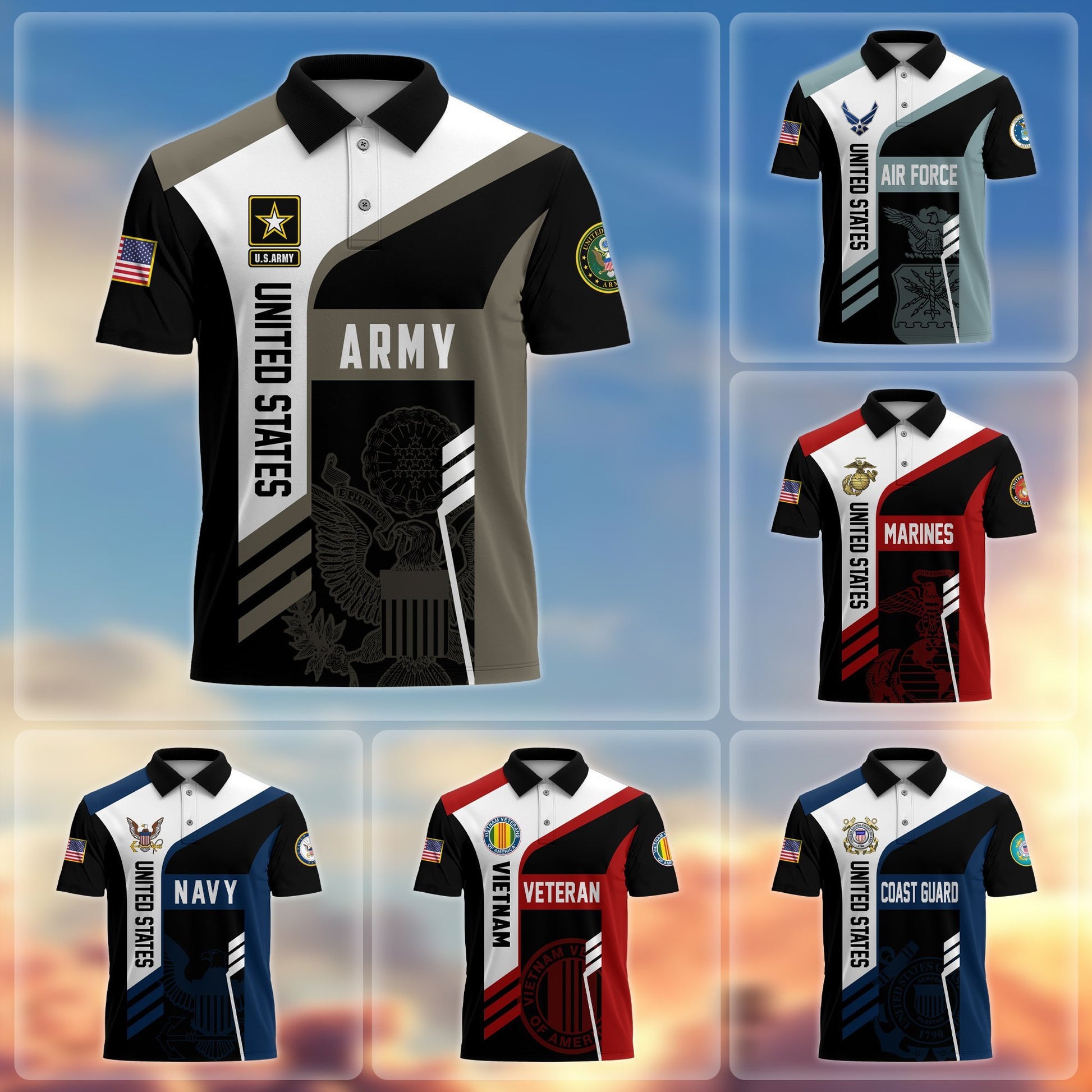 Premium US Veterans Polo Shirt BPVC050201, Gifts For Dad, For Husband, Gifts For US Veterans, Gifts On Father's Day, Independence Day, Veterans Day.