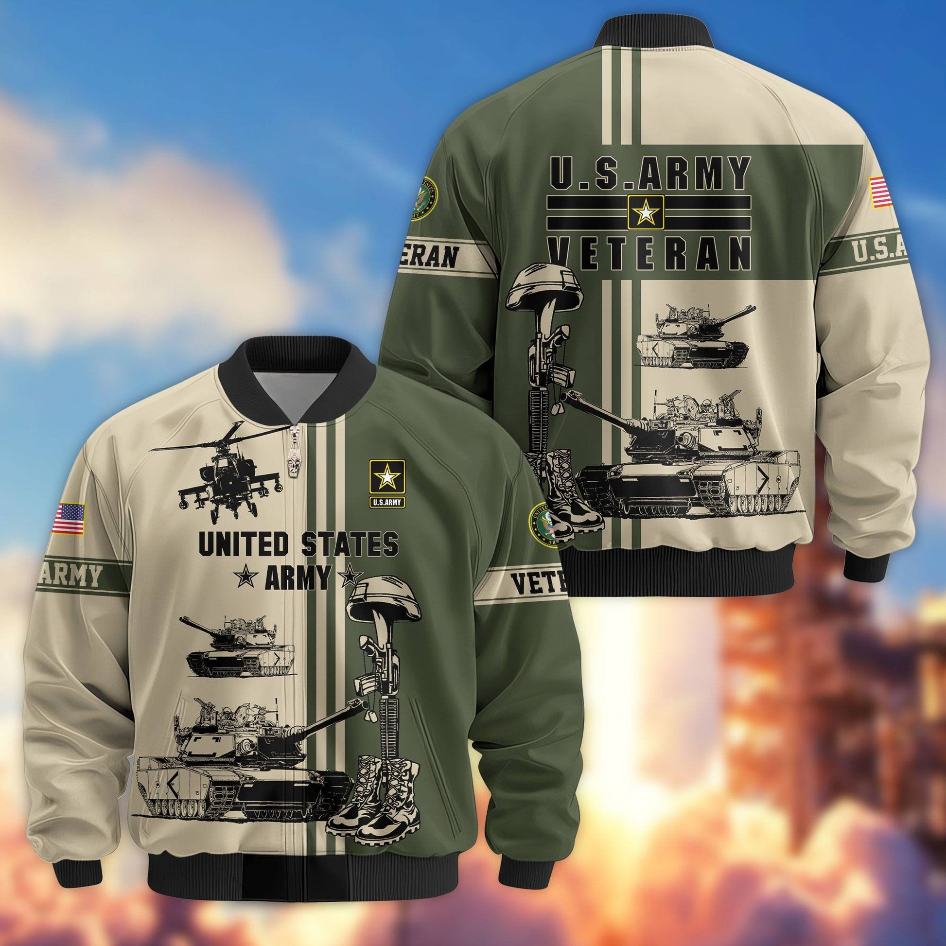 Premium US Veterans Bomber Jacket BPHN220111, Gifts For Dad, Gifts For US Veterans, Gifts For US Veterans, Gifts On Father's Day, Independence Day, Veterans Day.