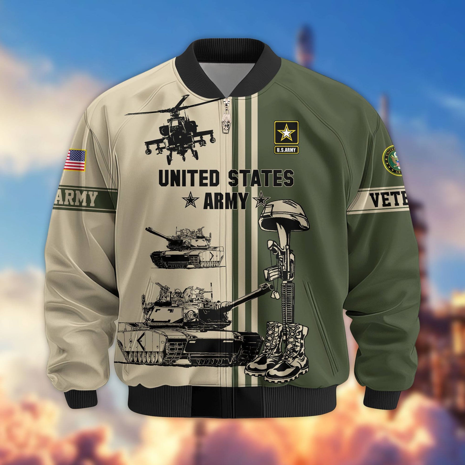 Premium US Veterans Bomber Jacket BPHN220111, Gifts For Dad, Gifts For US Veterans, Gifts For US Veterans, Gifts On Father's Day, Independence Day, Veterans Day.