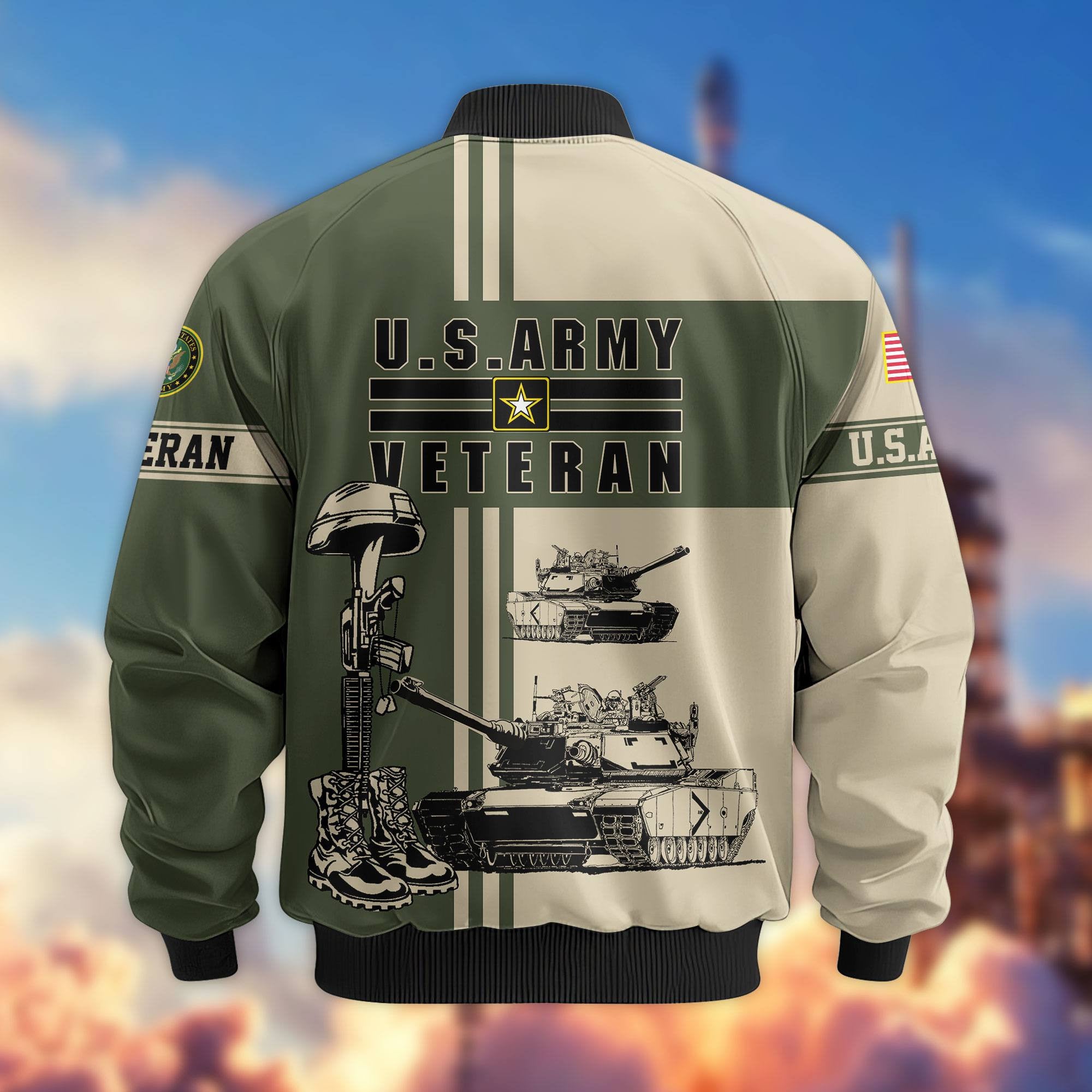 Premium US Veterans Bomber Jacket BPHN220111, Gifts For Dad, Gifts For US Veterans, Gifts For US Veterans, Gifts On Father's Day, Independence Day, Veterans Day.