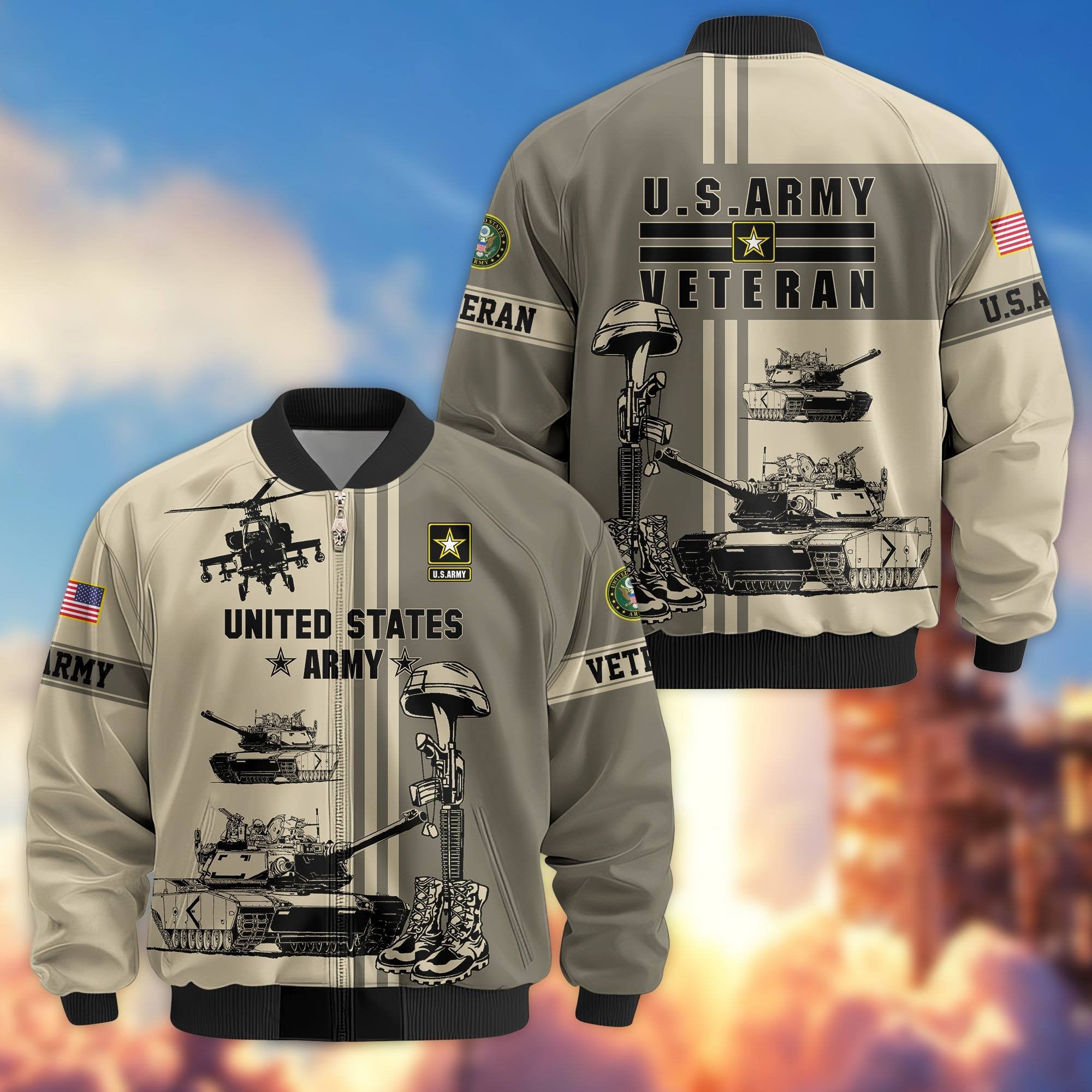 Premium US Veterans Bomber Jacket BPHN220111, Gifts For Dad, Gifts For US Veterans, Gifts For US Veterans, Gifts On Father's Day, Independence Day, Veterans Day.