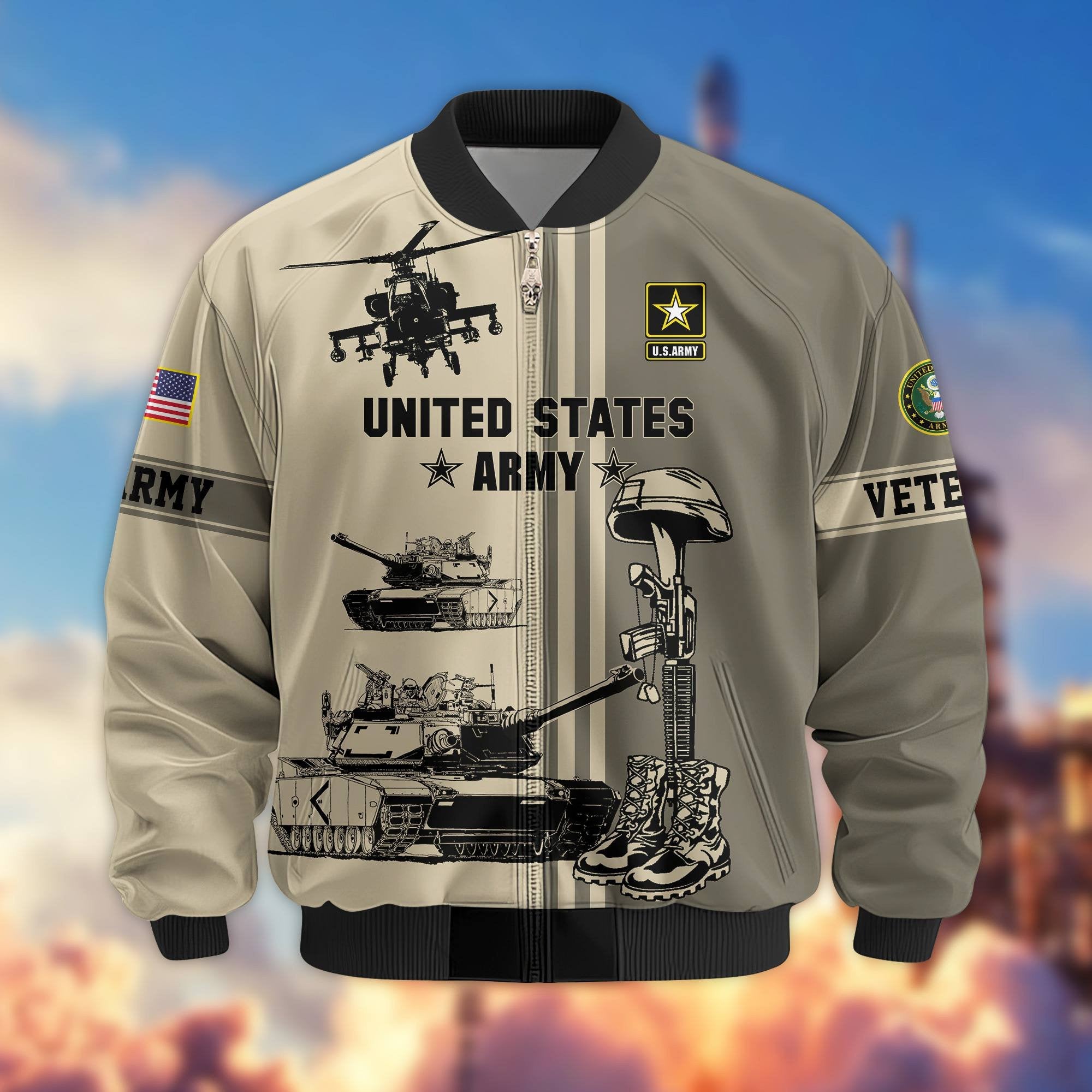 Premium US Veterans Bomber Jacket BPHN220111, Gifts For Dad, Gifts For US Veterans, Gifts For US Veterans, Gifts On Father's Day, Independence Day, Veterans Day.