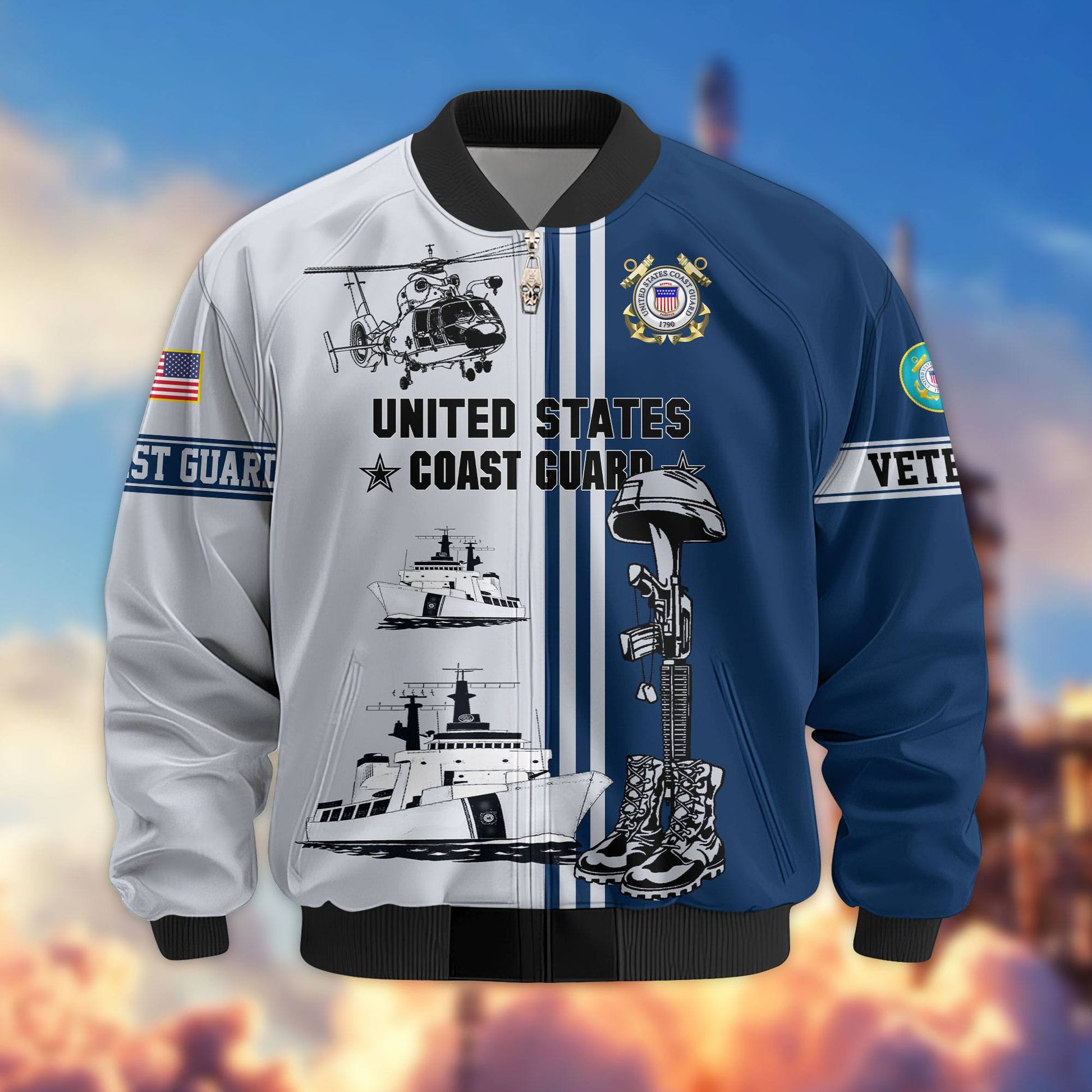 Premium US Veterans Bomber Jacket BPHN220111, Gifts For Dad, Gifts For US Veterans, Gifts For US Veterans, Gifts On Father's Day, Independence Day, Veterans Day.