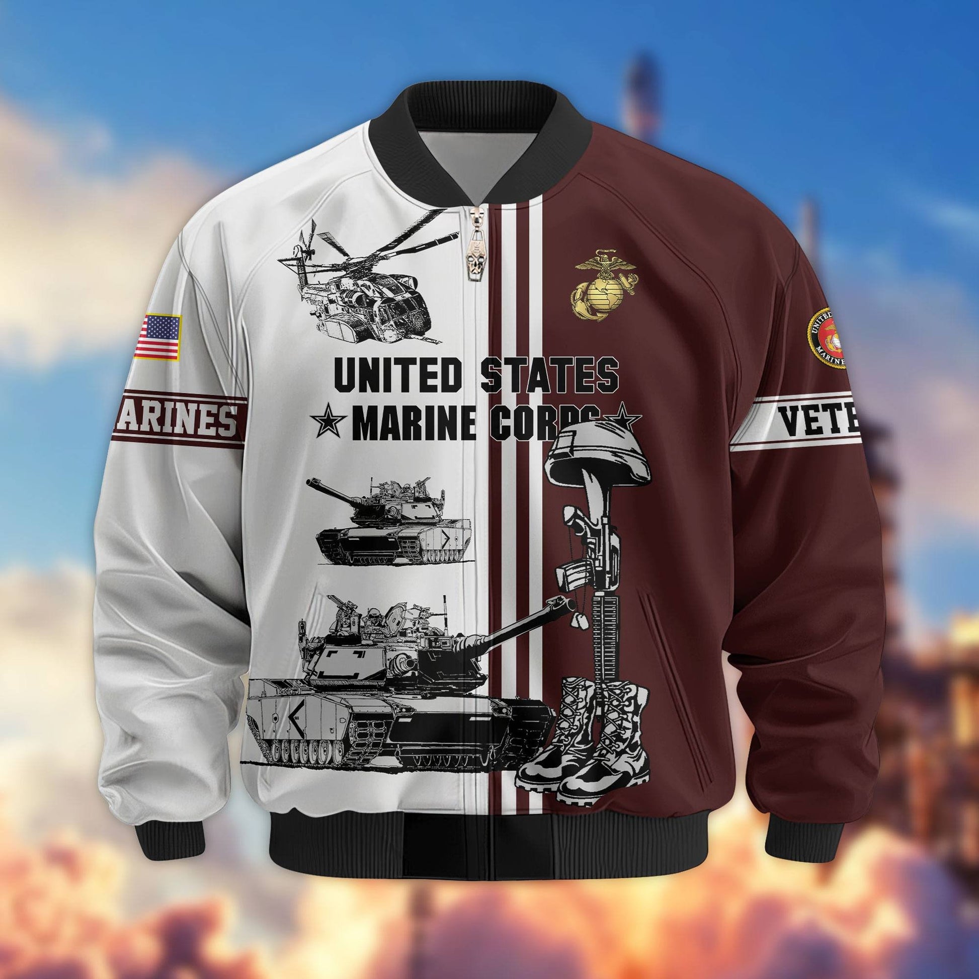 Premium US Veterans Bomber Jacket BPHN220111, Gifts For Dad, Gifts For US Veterans, Gifts For US Veterans, Gifts On Father's Day, Independence Day, Veterans Day.
