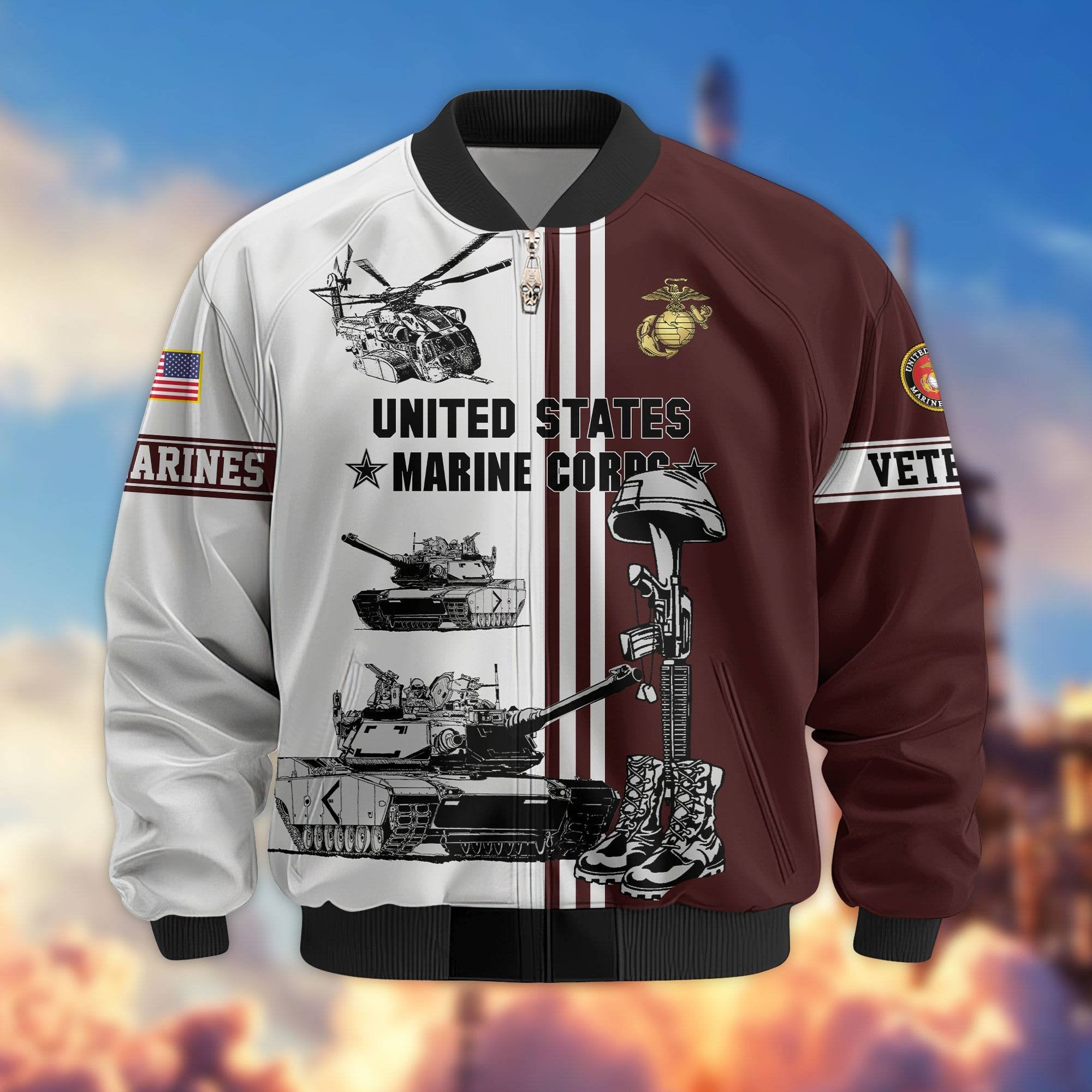 Premium US Veterans Bomber Jacket BPHN220111, Gifts For Dad, Gifts For US Veterans, Gifts For US Veterans, Gifts On Father's Day, Independence Day, Veterans Day.