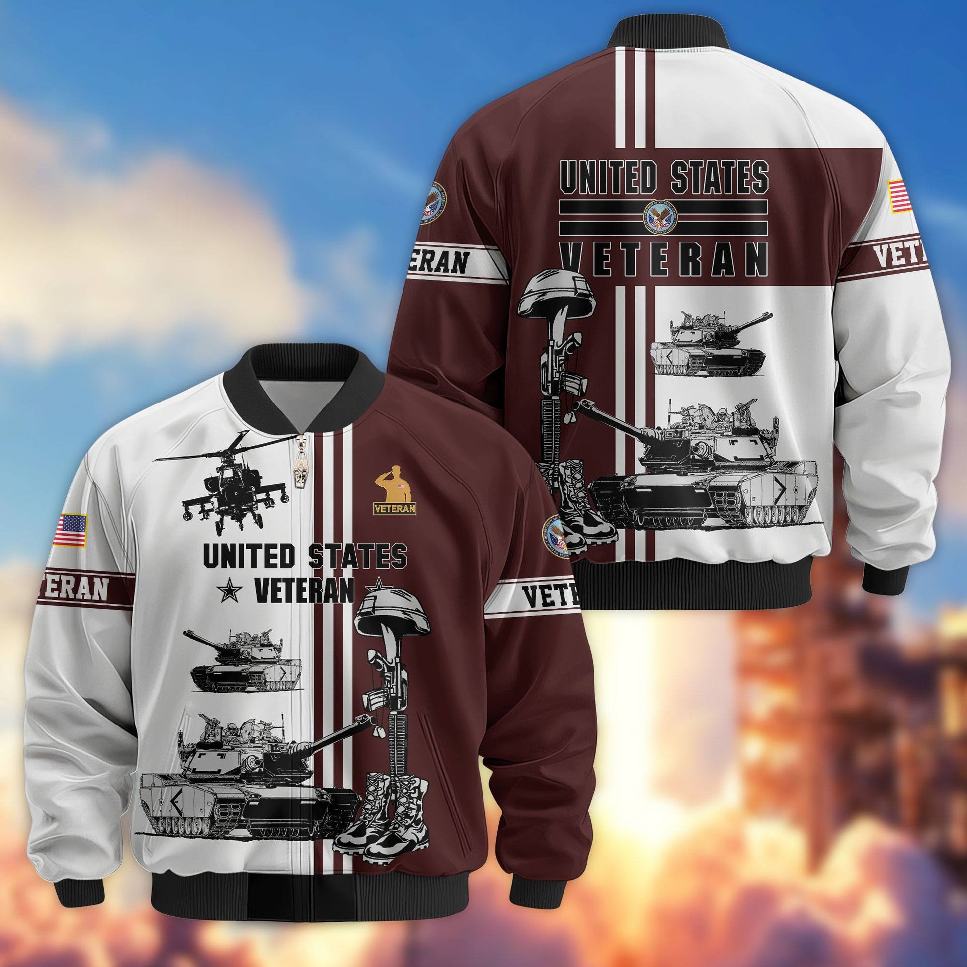 Premium US Veterans Bomber Jacket BPHN220111, Gifts For Dad, Gifts For US Veterans, Gifts For US Veterans, Gifts On Father's Day, Independence Day, Veterans Day.
