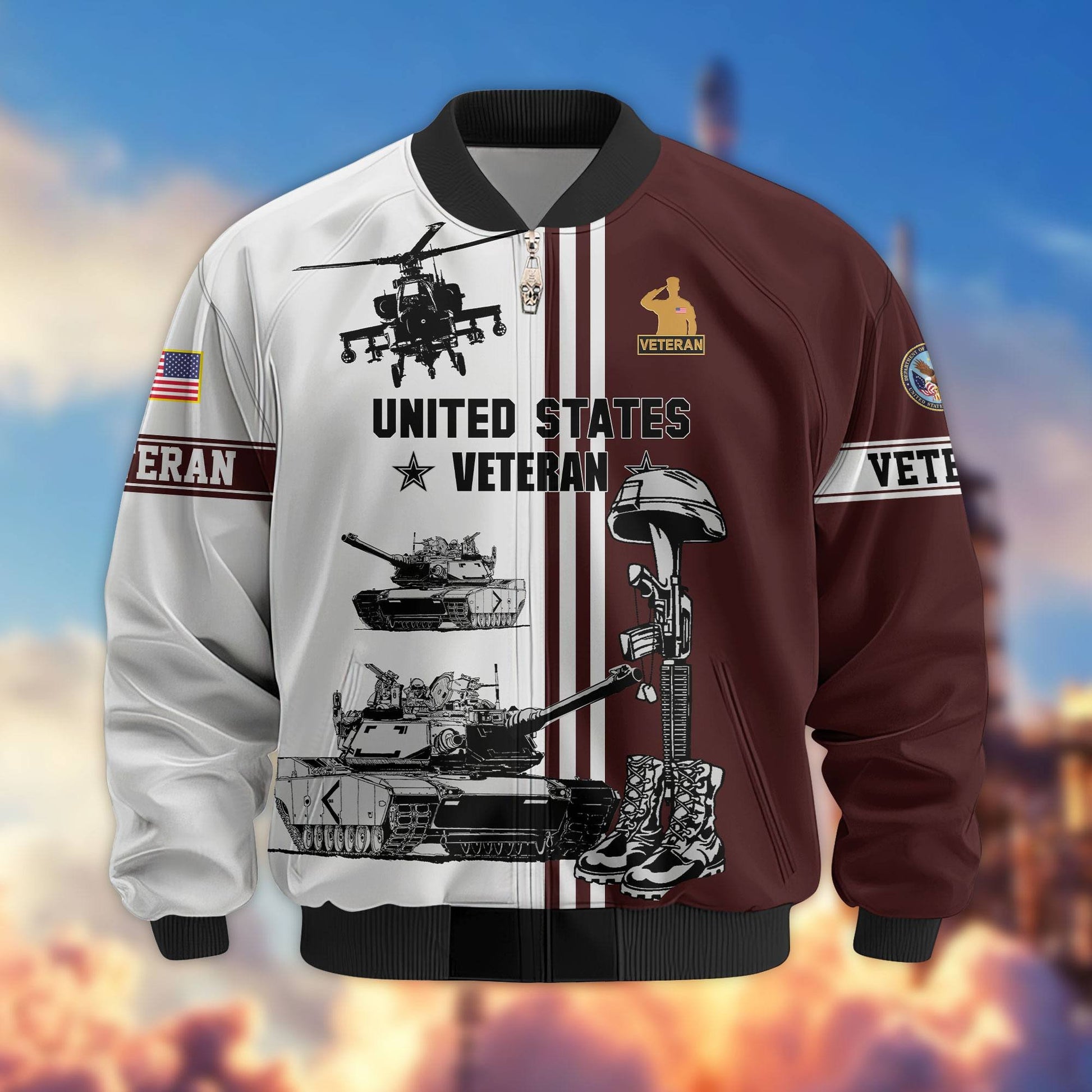 Premium US Veterans Bomber Jacket BPHN220111, Gifts For Dad, Gifts For US Veterans, Gifts For US Veterans, Gifts On Father's Day, Independence Day, Veterans Day.
