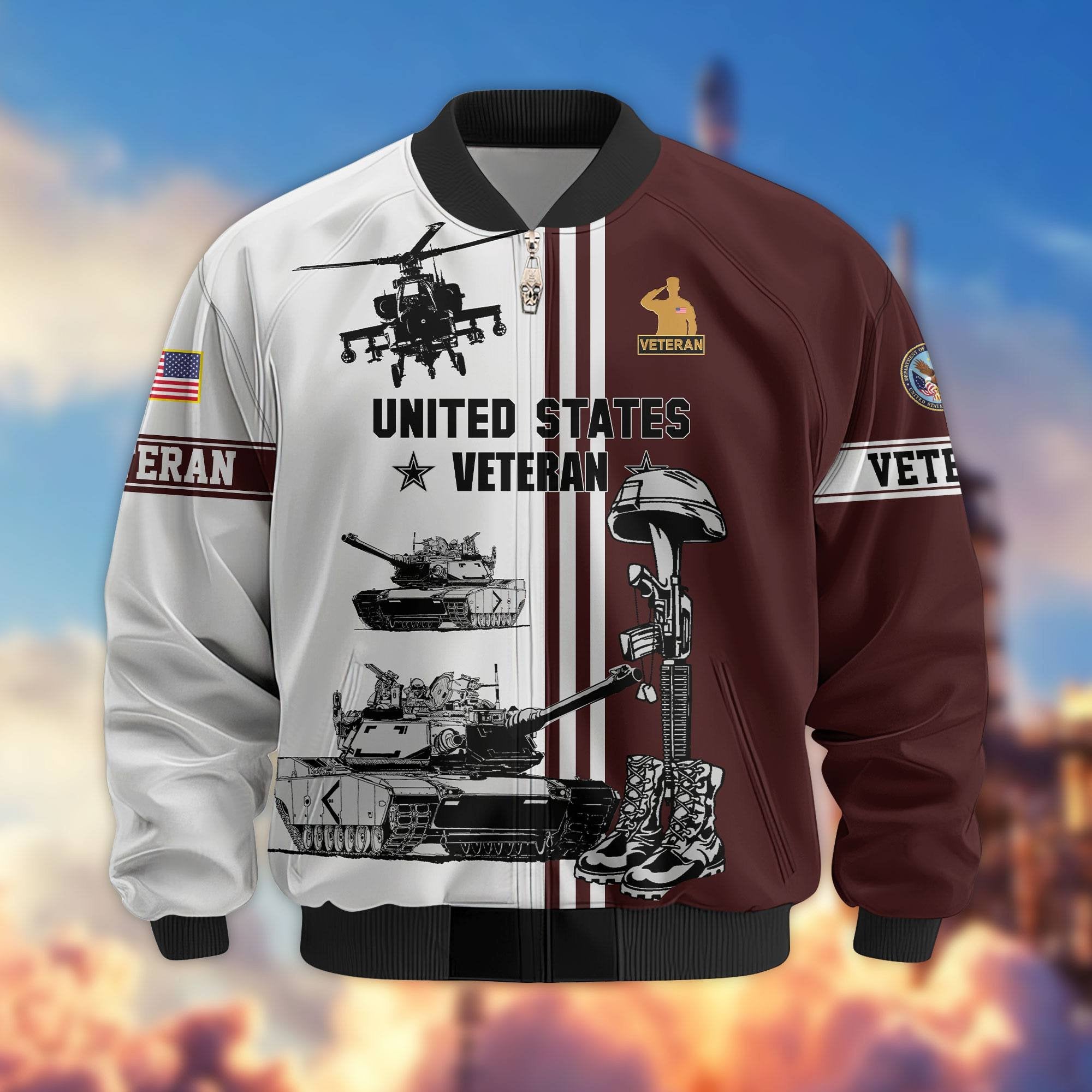 Premium US Veterans Bomber Jacket BPHN220111, Gifts For Dad, Gifts For US Veterans, Gifts For US Veterans, Gifts On Father's Day, Independence Day, Veterans Day.