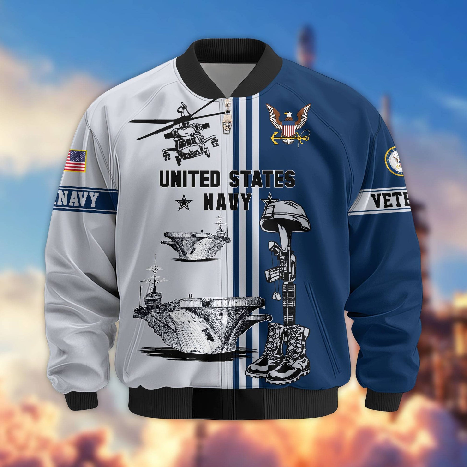 Premium US Veterans Bomber Jacket BPHN220111, Gifts For Dad, Gifts For US Veterans, Gifts For US Veterans, Gifts On Father's Day, Independence Day, Veterans Day.