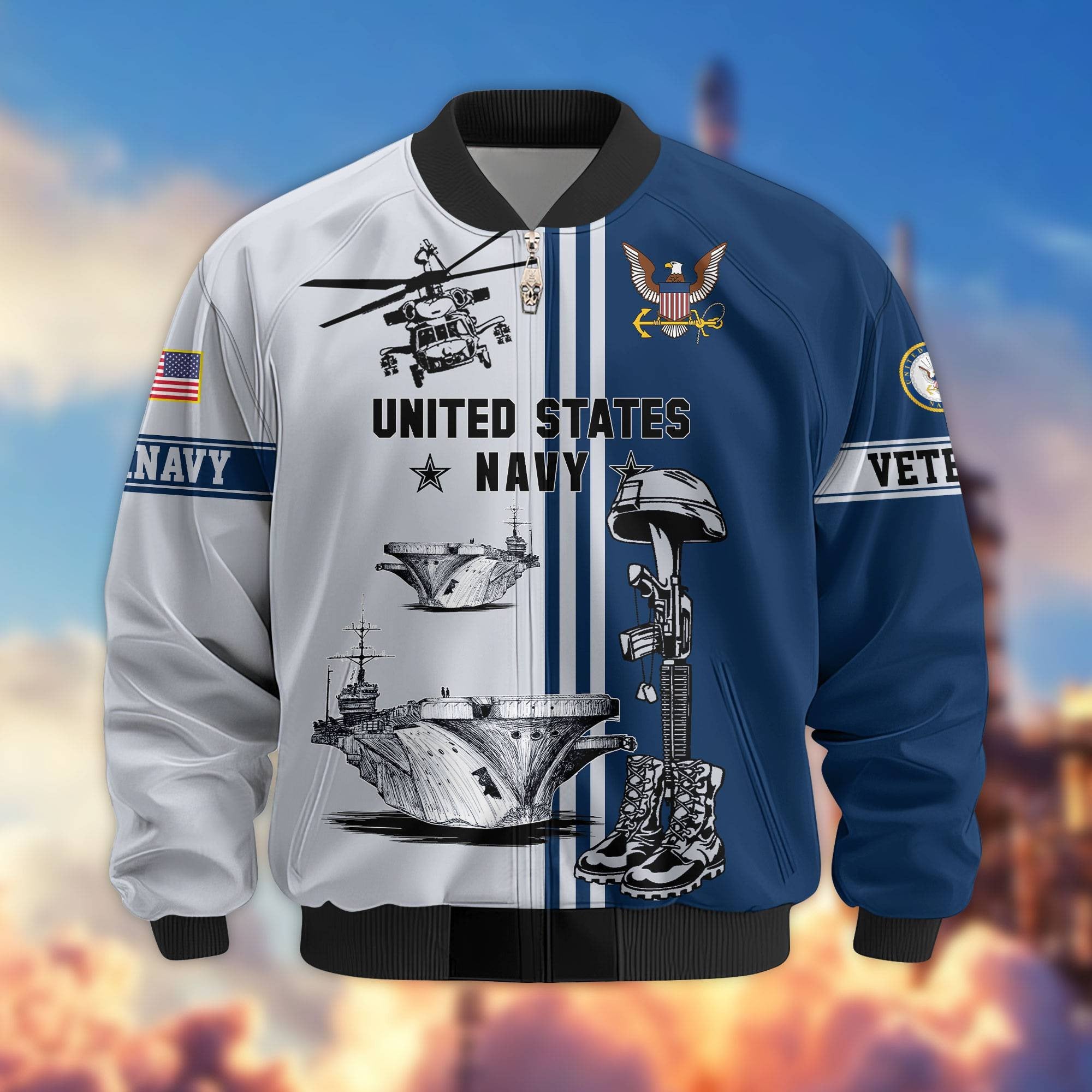 Premium US Veterans Bomber Jacket BPHN220111, Gifts For Dad, Gifts For US Veterans, Gifts For US Veterans, Gifts On Father's Day, Independence Day, Veterans Day.