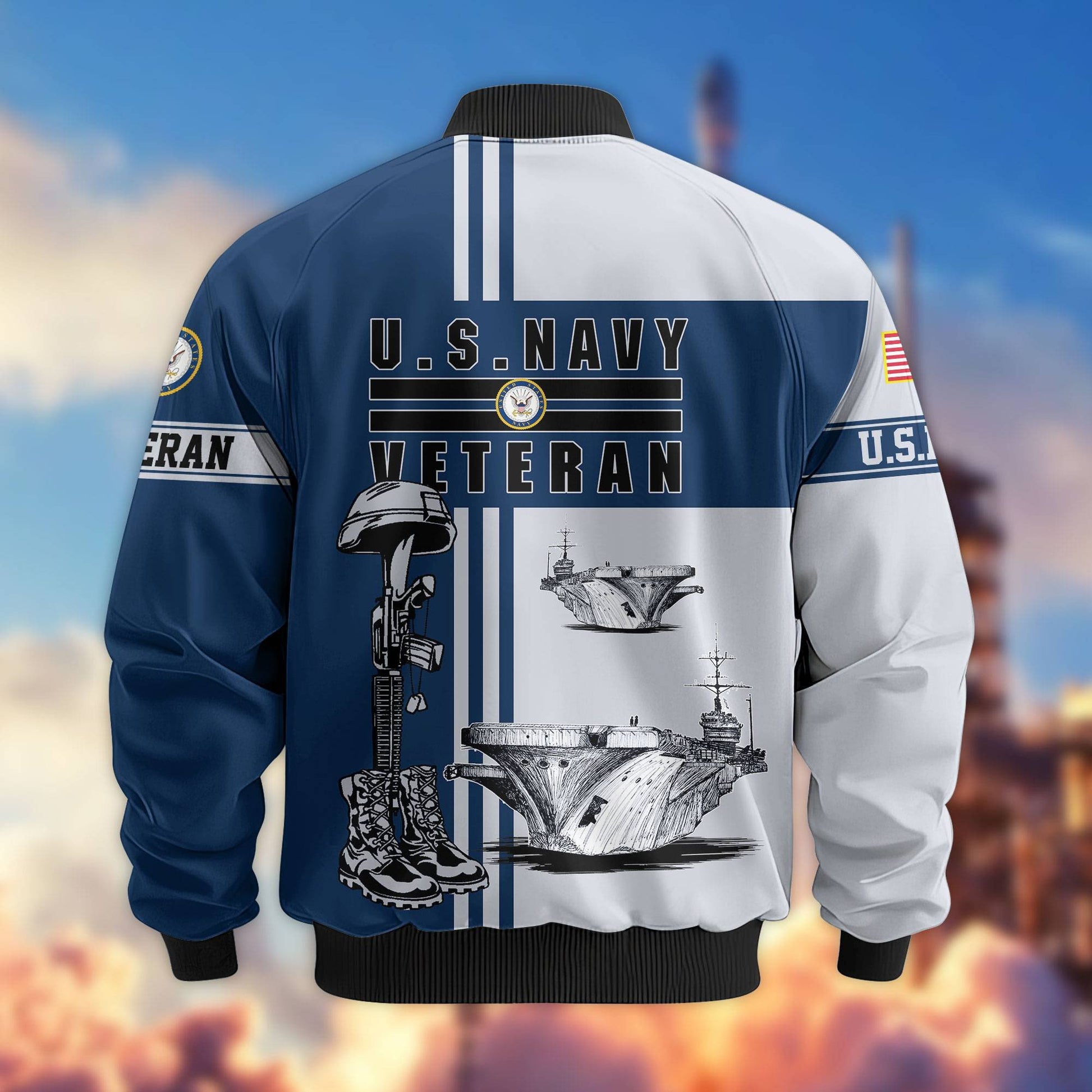 Premium US Veterans Bomber Jacket BPHN220111, Gifts For Dad, Gifts For US Veterans, Gifts For US Veterans, Gifts On Father's Day, Independence Day, Veterans Day.
