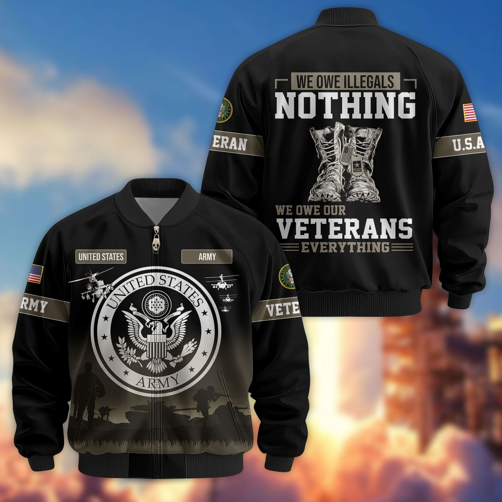 Premium US Veterans Bomber Jacket APHN311212, Gifts For Dad, Gifts For US Veterans, Gifts For US Veterans, Gifts On Father's Day, Independence Day, Veterans Day.