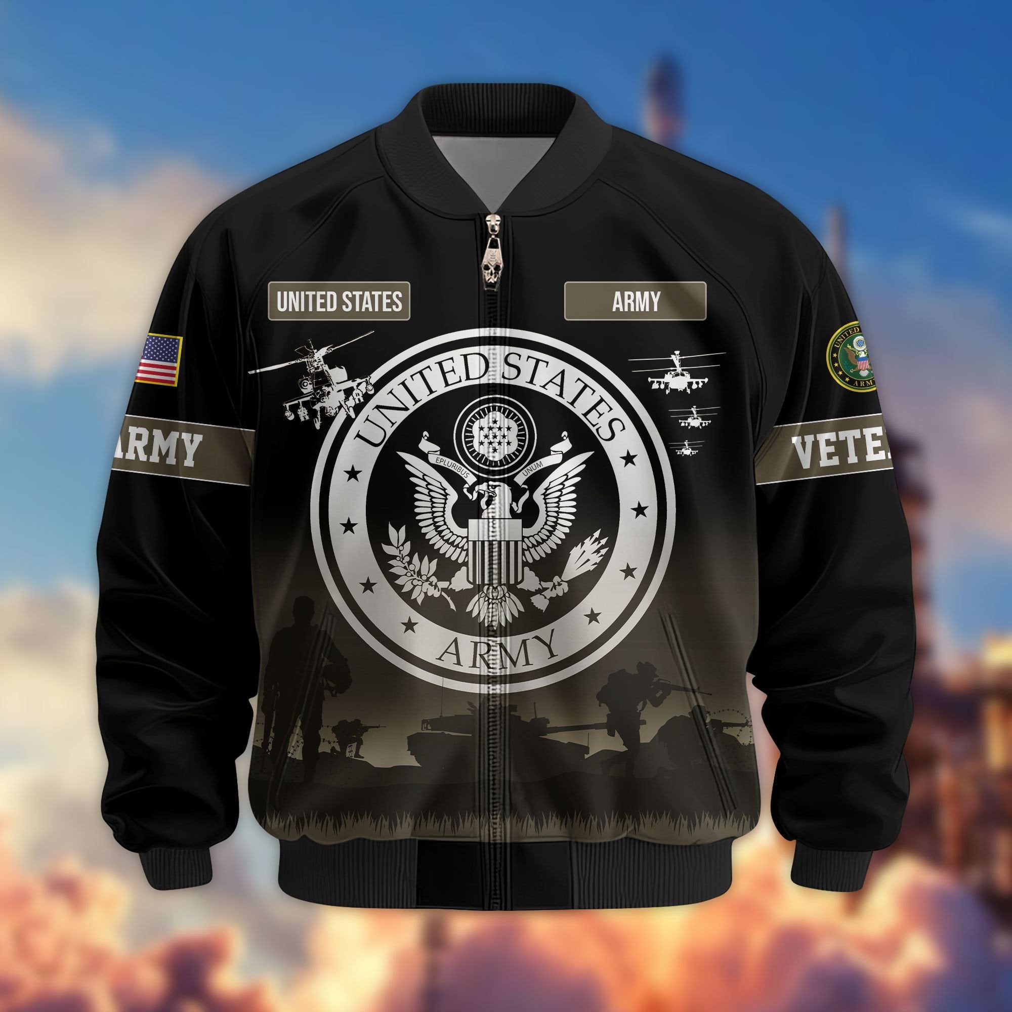 Premium US Veterans Bomber Jacket APHN311212, Gifts For Dad, Gifts For US Veterans, Gifts For US Veterans, Gifts On Father's Day, Independence Day, Veterans Day.