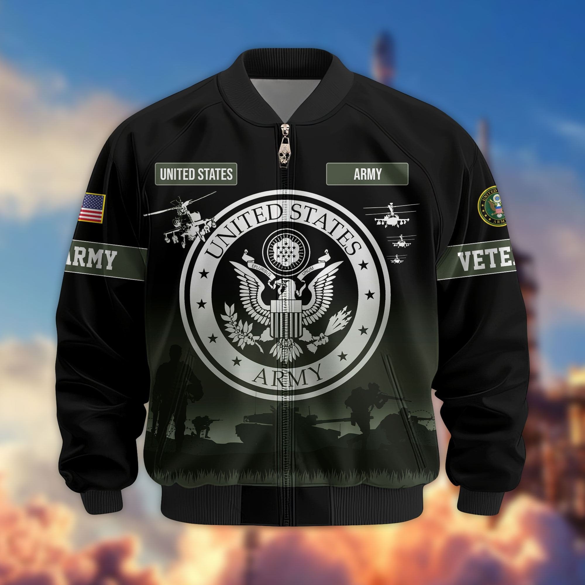 Premium US Veterans Bomber Jacket APHN311212, Gifts For Dad, Gifts For US Veterans, Gifts For US Veterans, Gifts On Father's Day, Independence Day, Veterans Day.