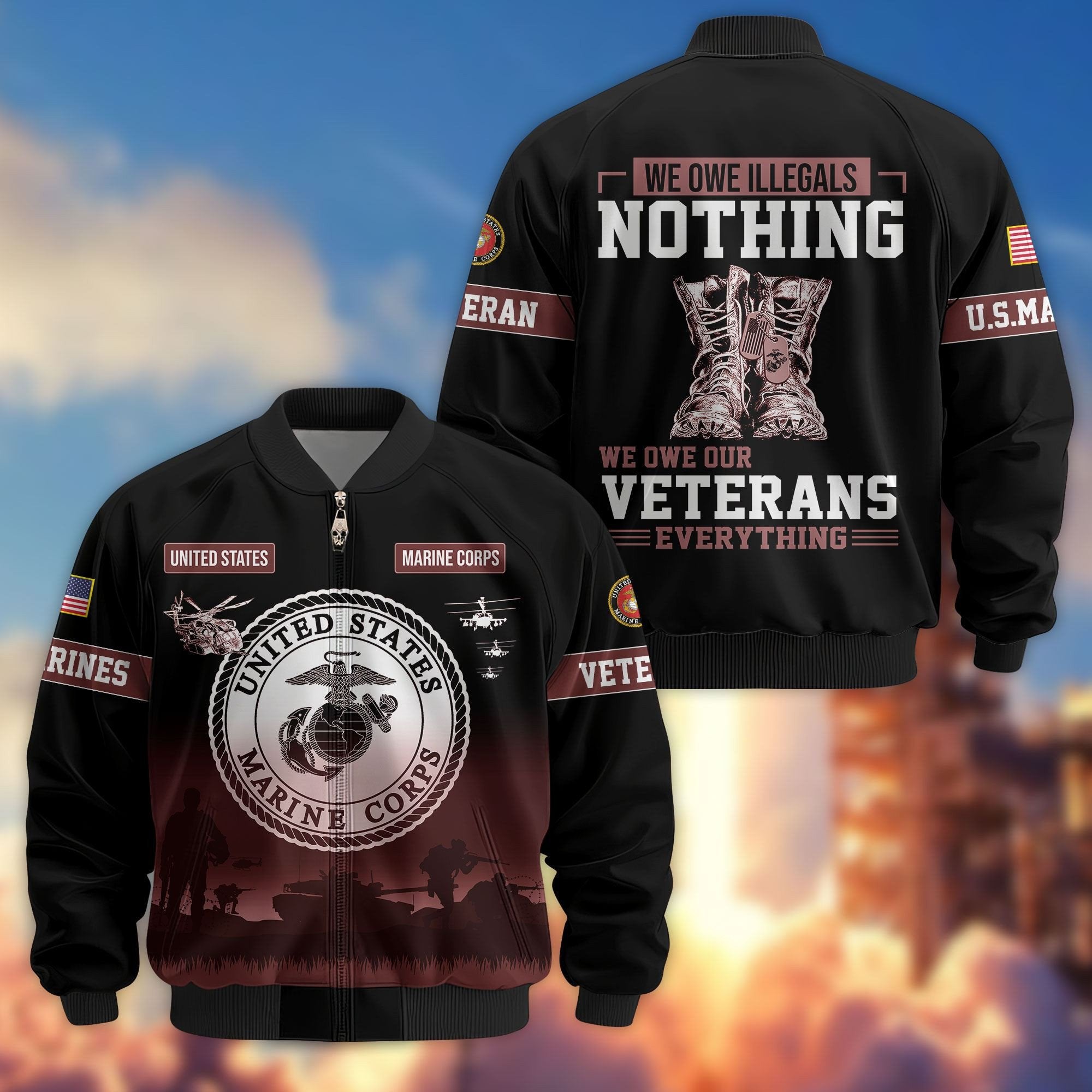 Premium US Veterans Bomber Jacket APHN311212, Gifts For Dad, Gifts For US Veterans, Gifts For US Veterans, Gifts On Father's Day, Independence Day, Veterans Day.