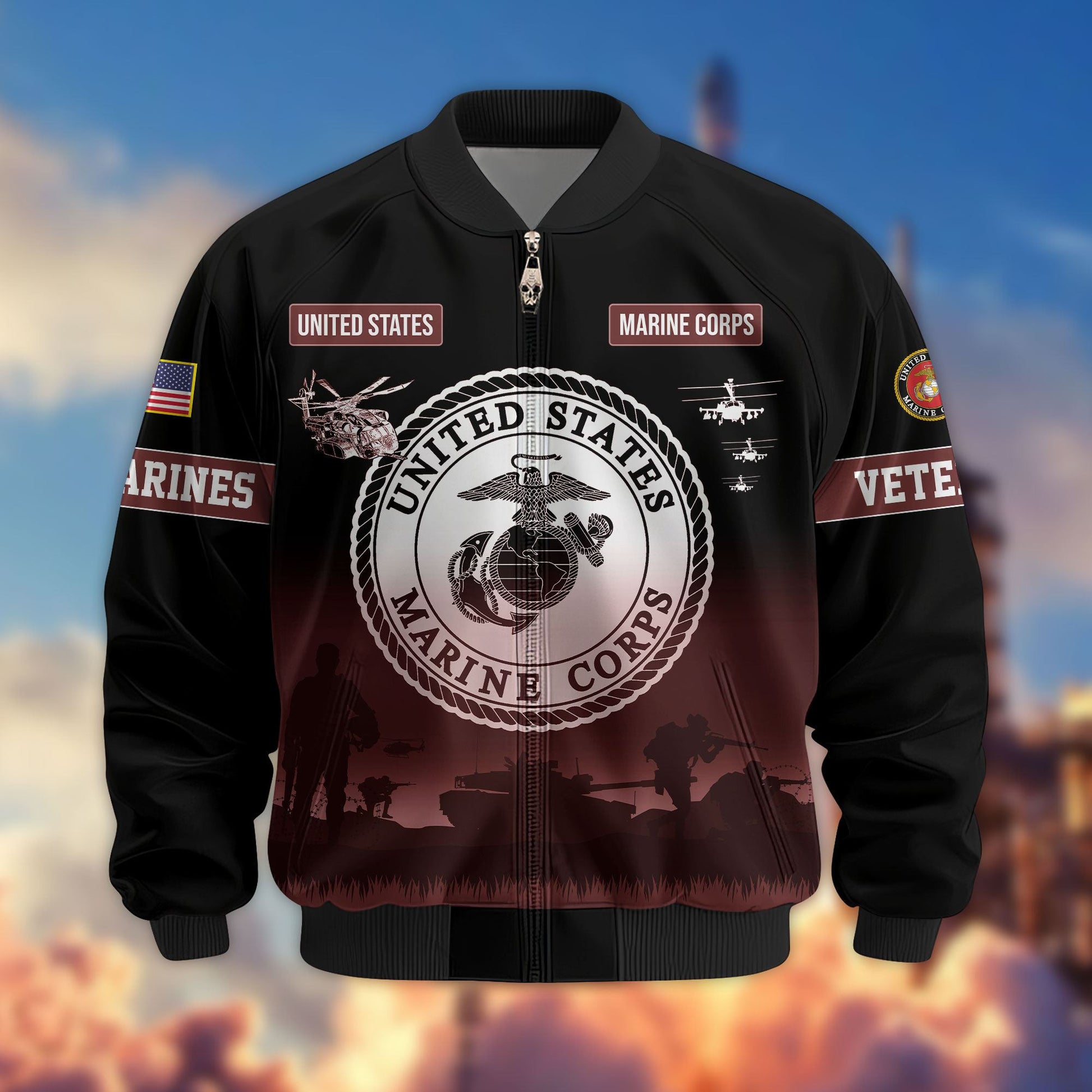 Premium US Veterans Bomber Jacket APHN311212, Gifts For Dad, Gifts For US Veterans, Gifts For US Veterans, Gifts On Father's Day, Independence Day, Veterans Day.