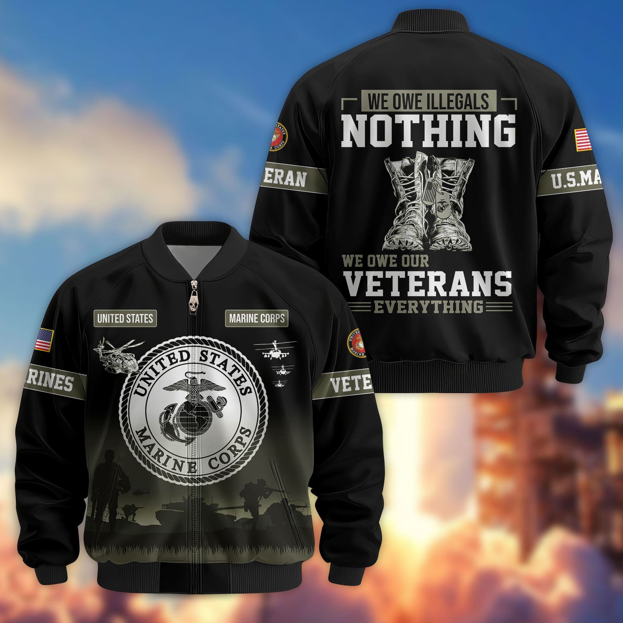 Premium US Veterans Bomber Jacket APHN311212, Gifts For Dad, Gifts For US Veterans, Gifts For US Veterans, Gifts On Father's Day, Independence Day, Veterans Day.