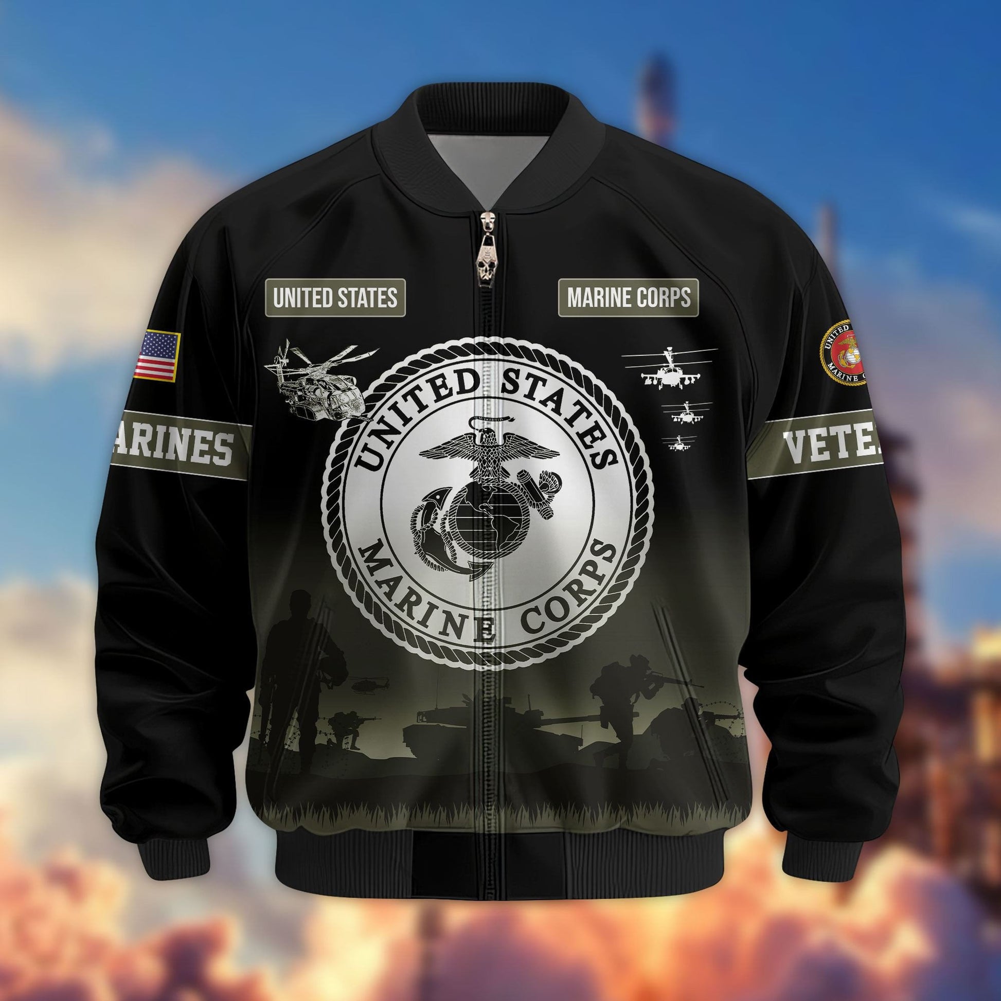 Premium US Veterans Bomber Jacket APHN311212, Gifts For Dad, Gifts For US Veterans, Gifts For US Veterans, Gifts On Father's Day, Independence Day, Veterans Day.