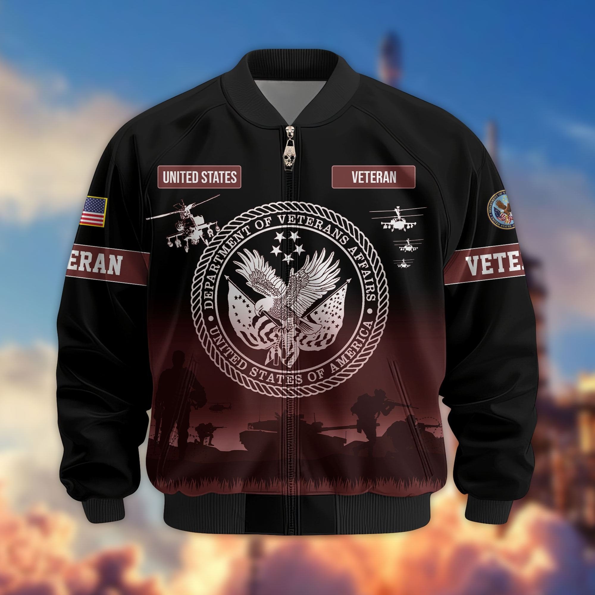 Premium US Veterans Bomber Jacket APHN311212, Gifts For Dad, Gifts For US Veterans, Gifts For US Veterans, Gifts On Father's Day, Independence Day, Veterans Day.