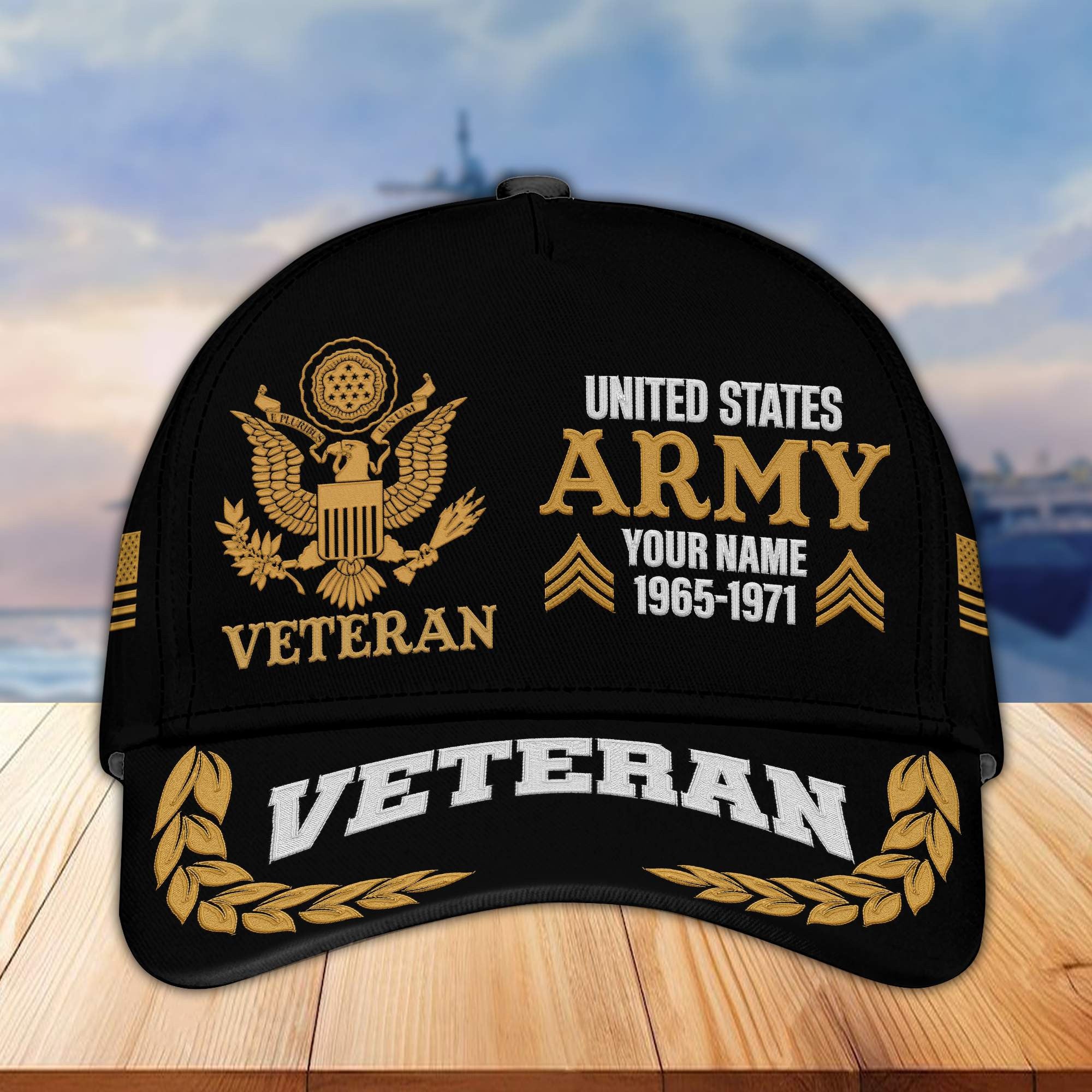 Premium Custom Name, Rank, Year US Army Embroidered Cap VPVC301801, Cap for Army Veteran, Gifts For Dad, Gifts On Father's Day, Independence Day, Veterans Day.